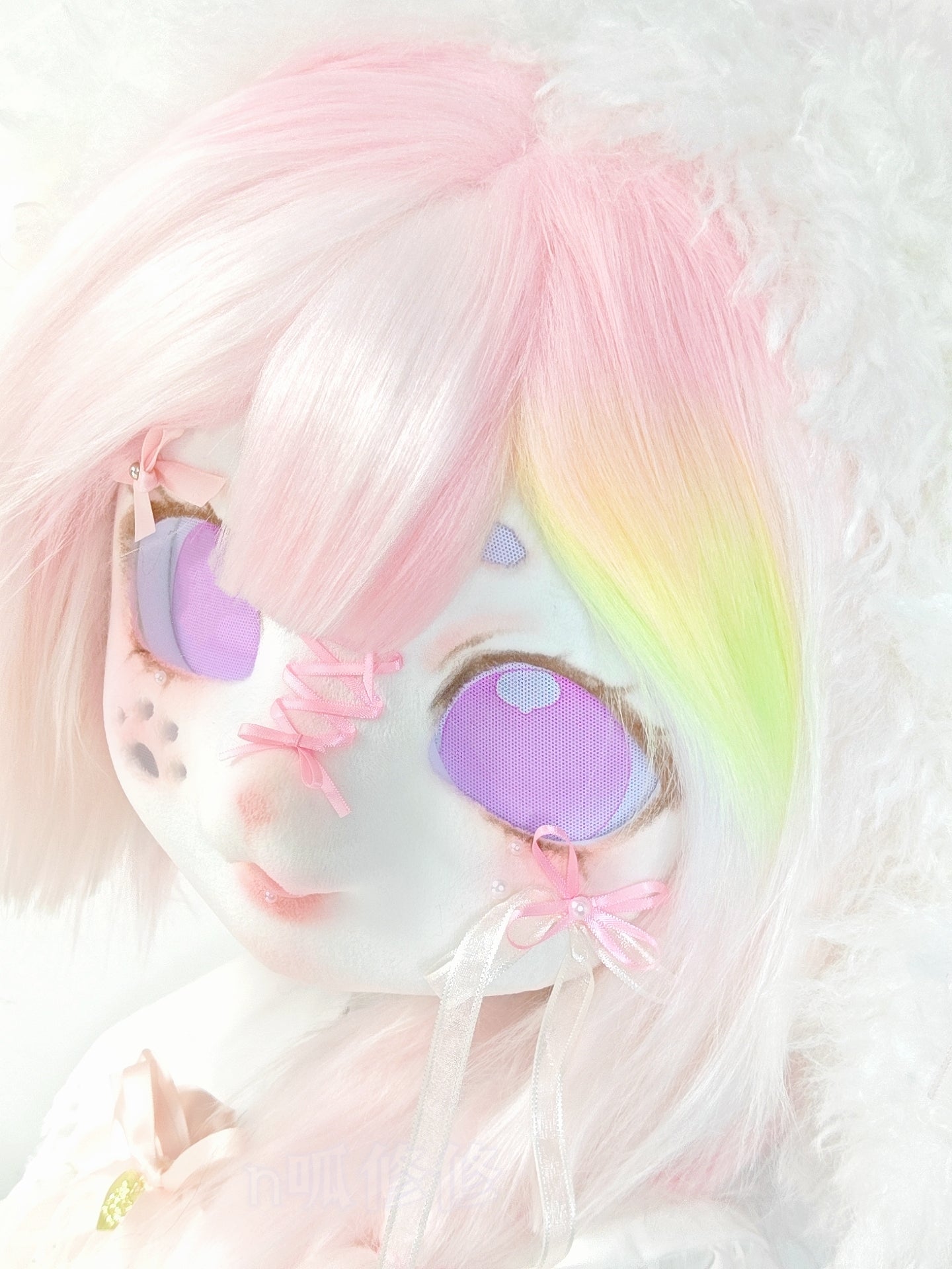 Pink Rainbow Kitten Kig Head Fursuit