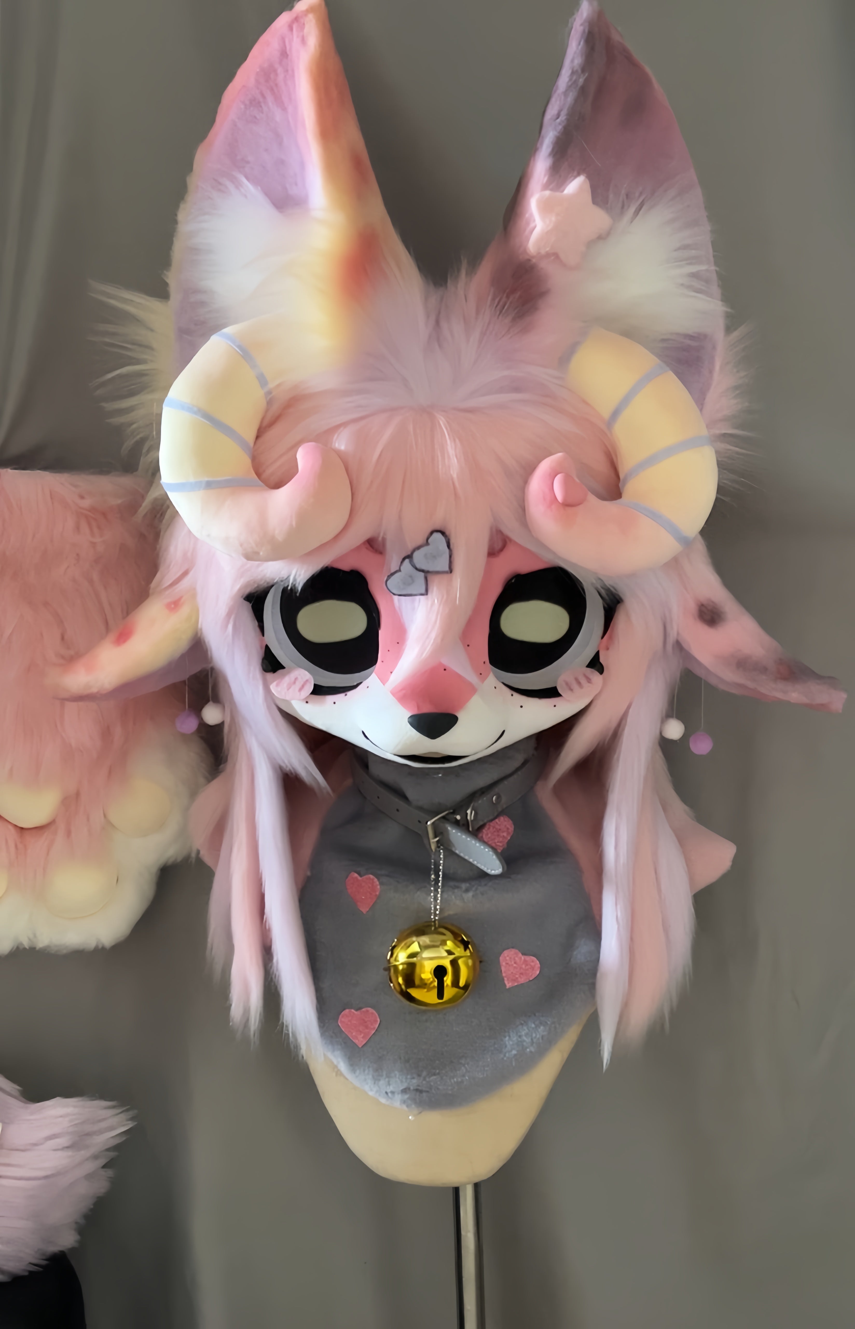 Pink Four-ears Goat Kemono Head Fursuit (Gift Handpaws+Tail)