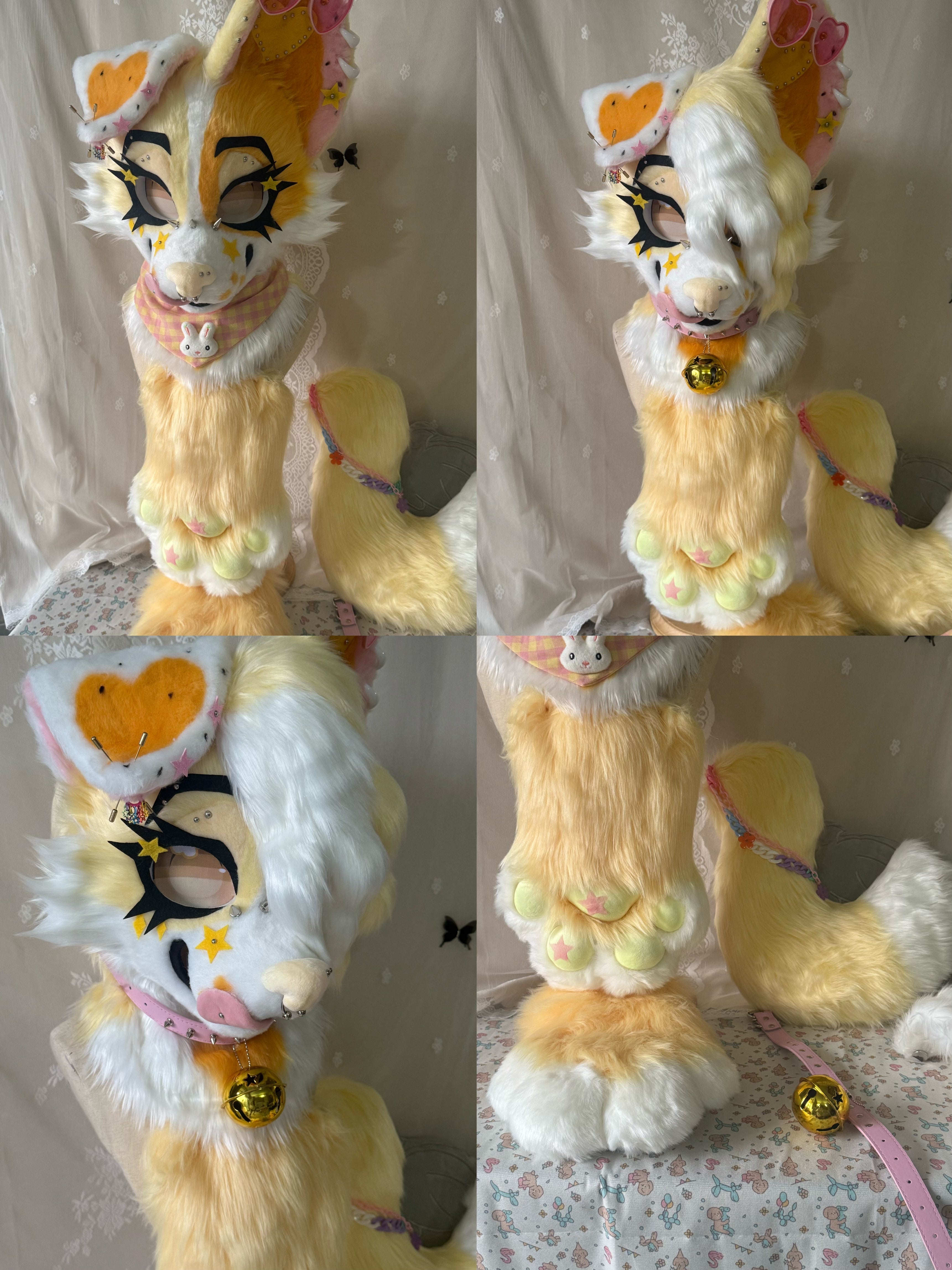 Cream Puppy Toony Head Fursuit (Gift Handpaws+Tail)