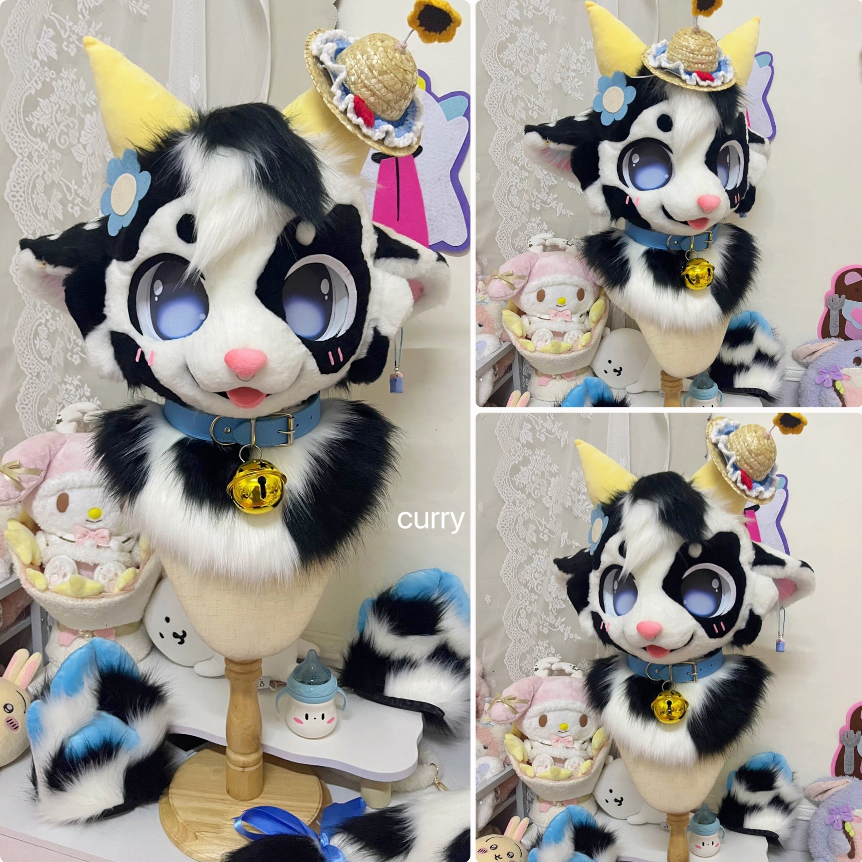 Farmer Cow Kemono Head Fursuits (Gift Handpaws+Tail)