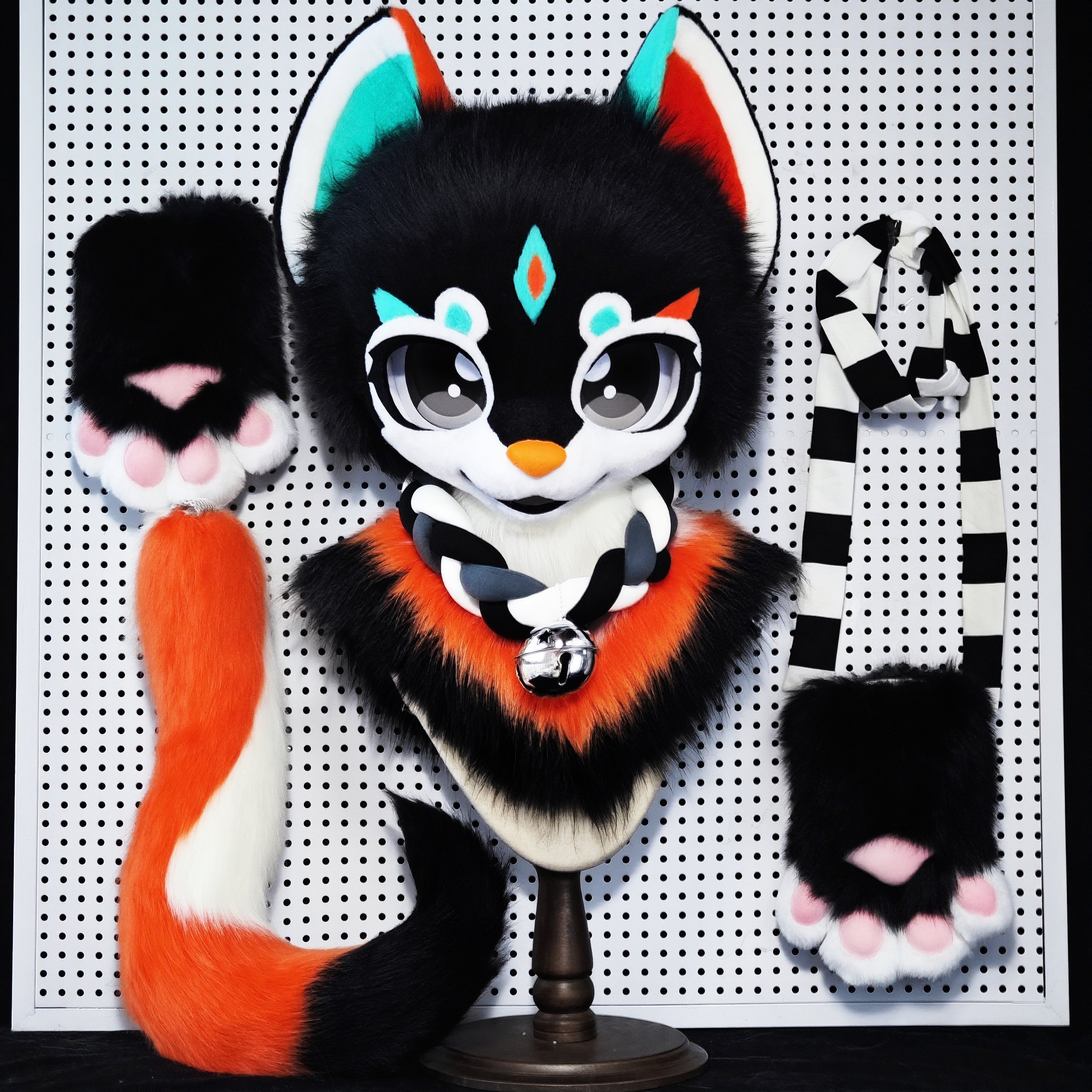 Black Kitten Kemono Head Fursuit (Gift Handpaws+Tail)
