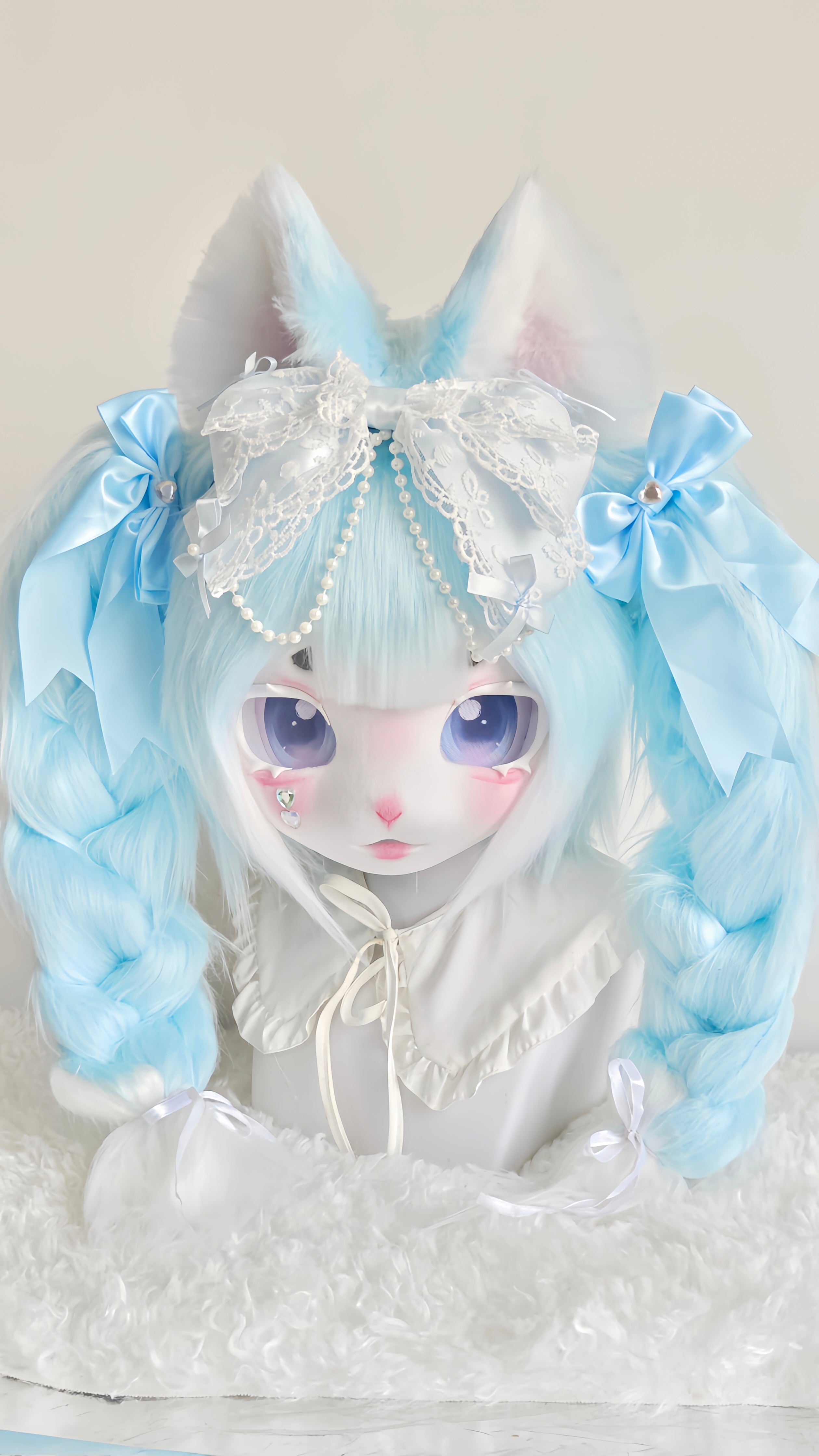 Light Blue Kitten Kemono Head Fursuit