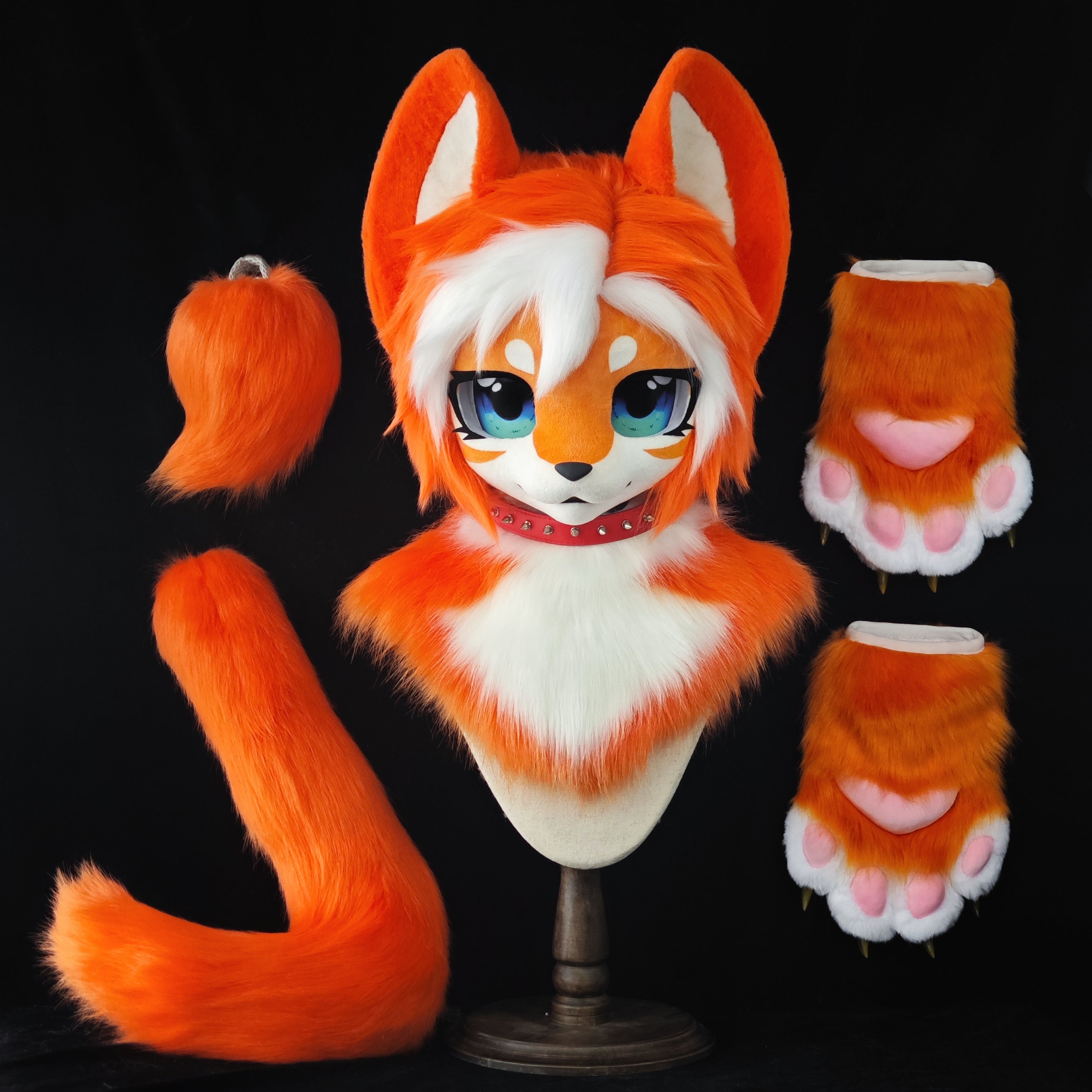 Orange Wolf Kemono Head Fursuit (Gift Handpaws+Tail)