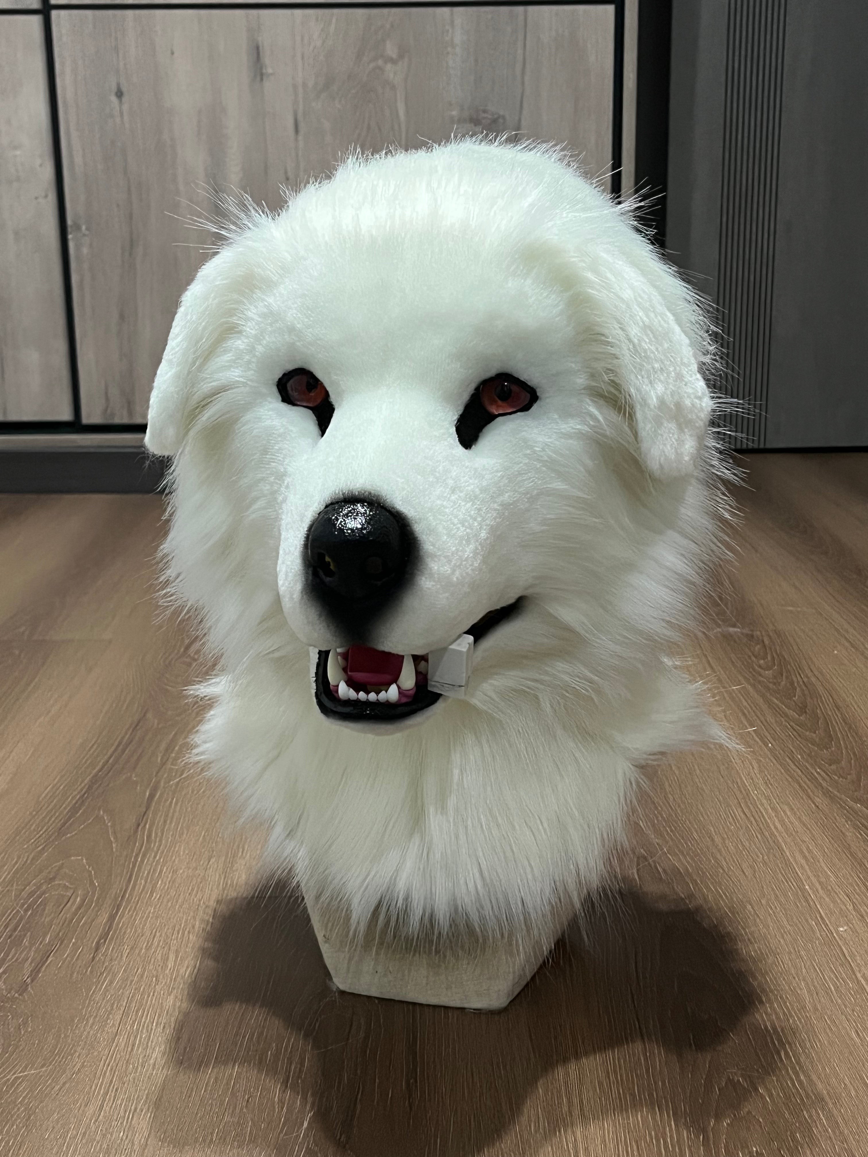 White Smile Puppy Realistic Head Fursuit