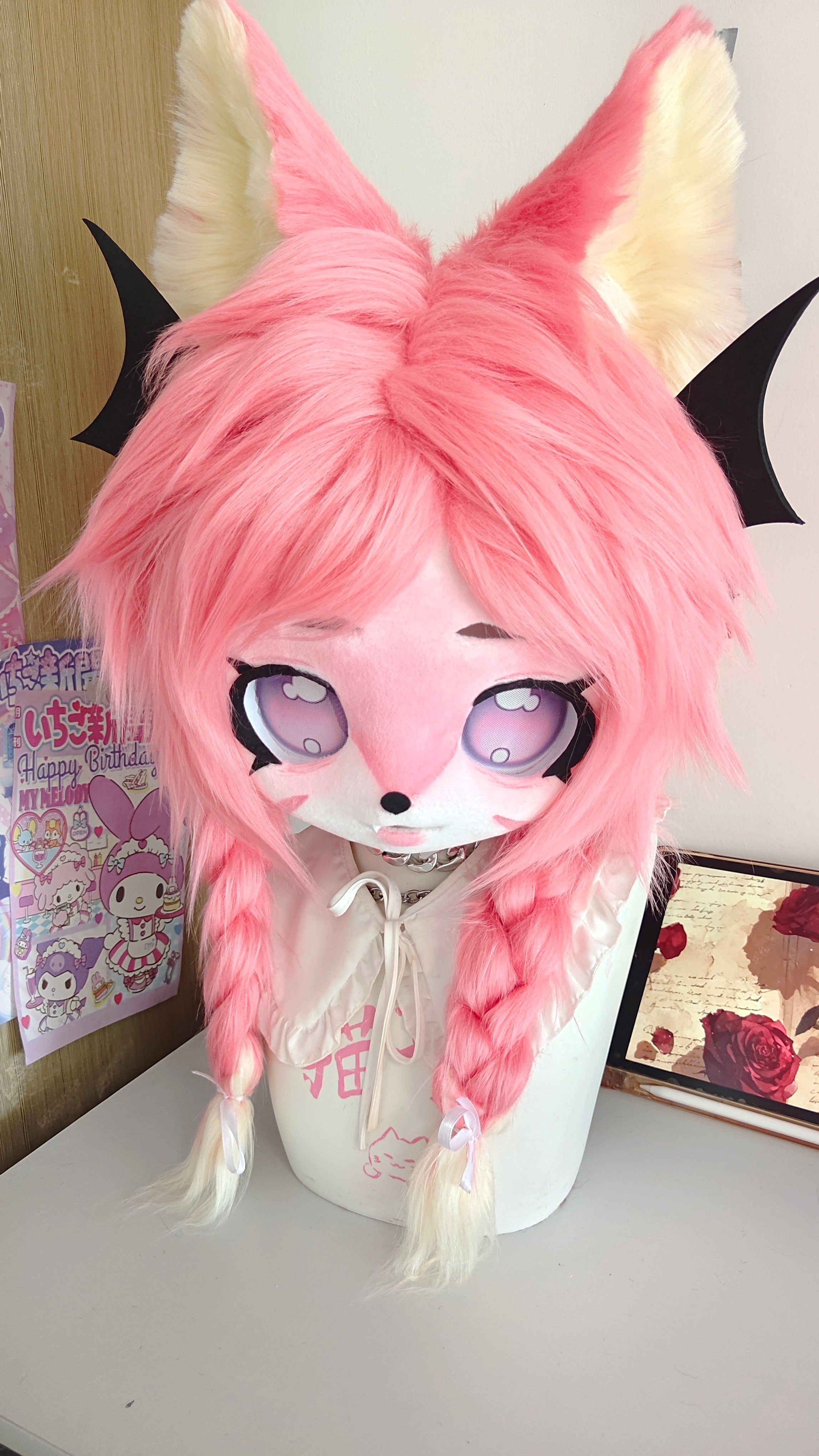 Pink Fox Kig Head Fursuit