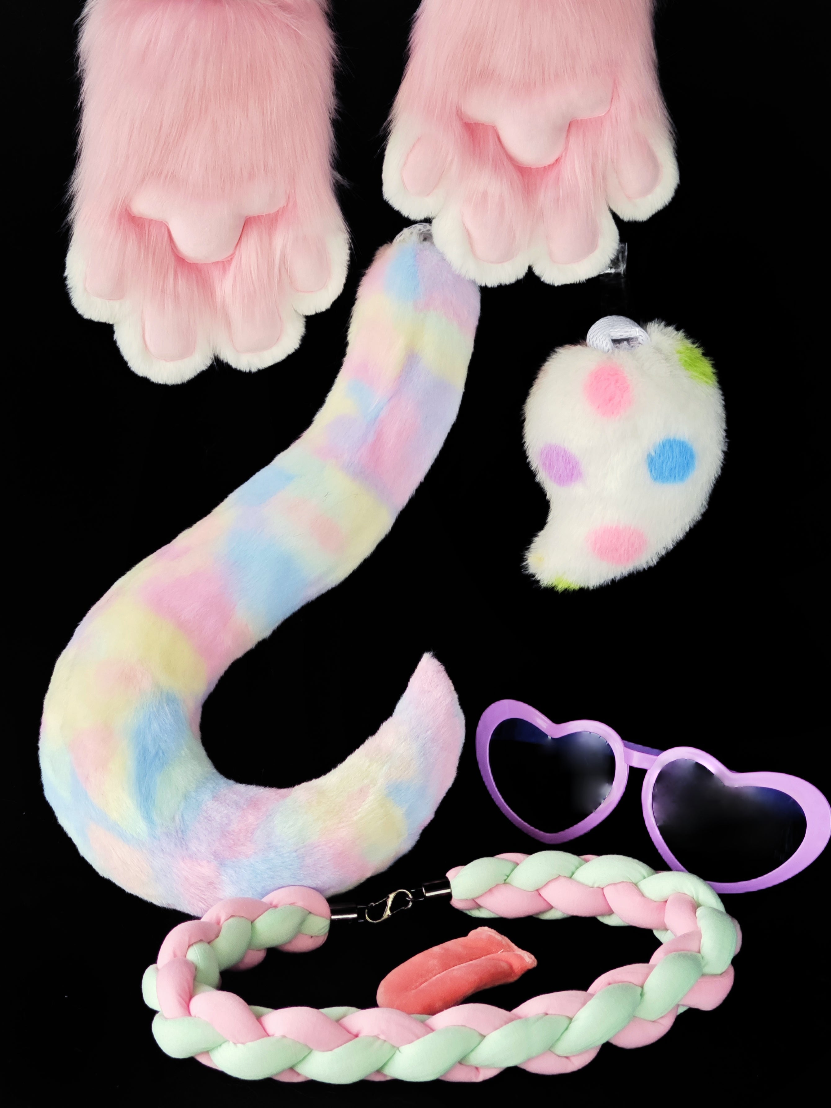 Pink Star Fox Kemono Head Fursuit (Gift Handpaws+2Tail)