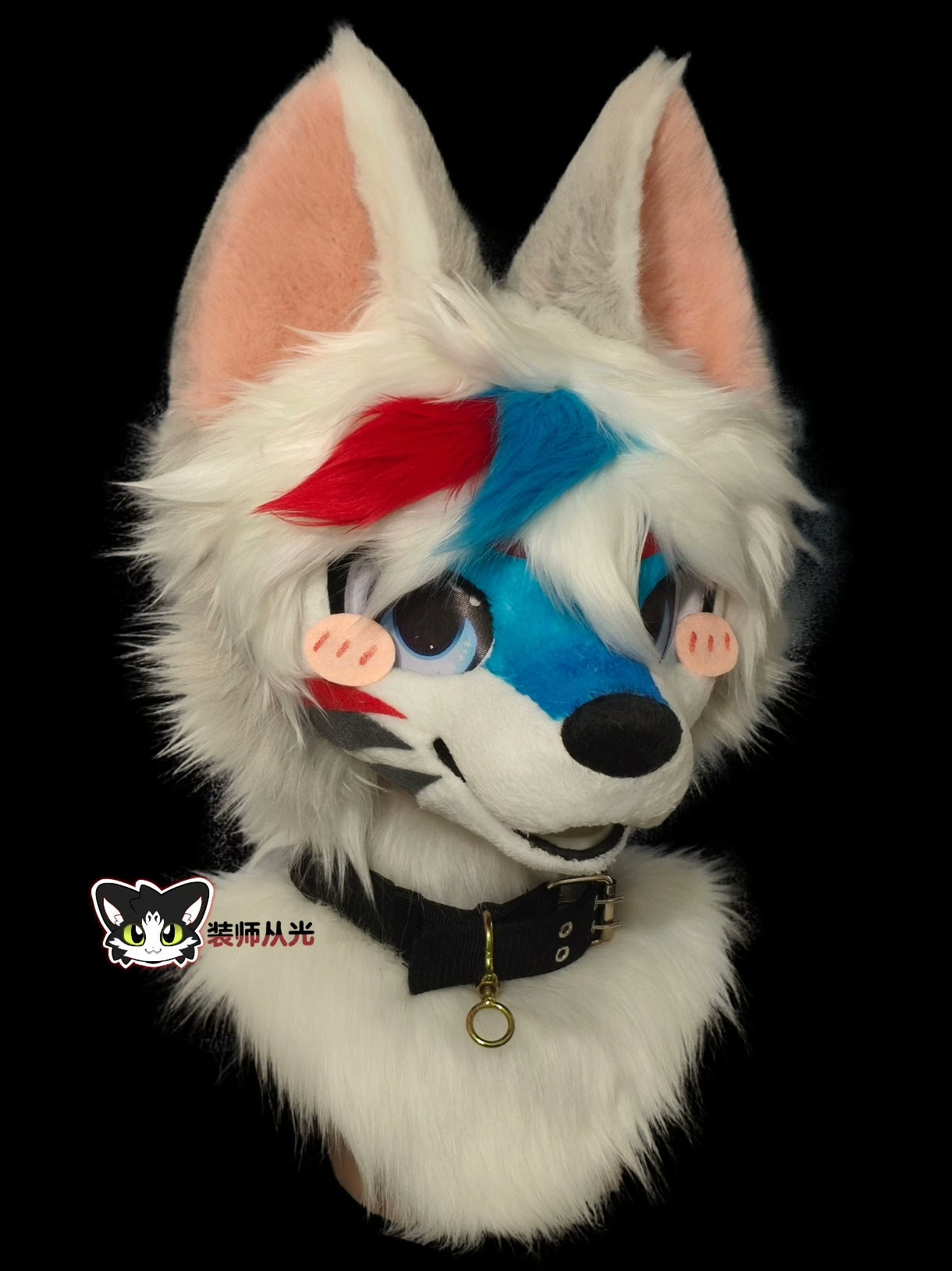 Red and Blue Wolf Kemono Head Fursuit