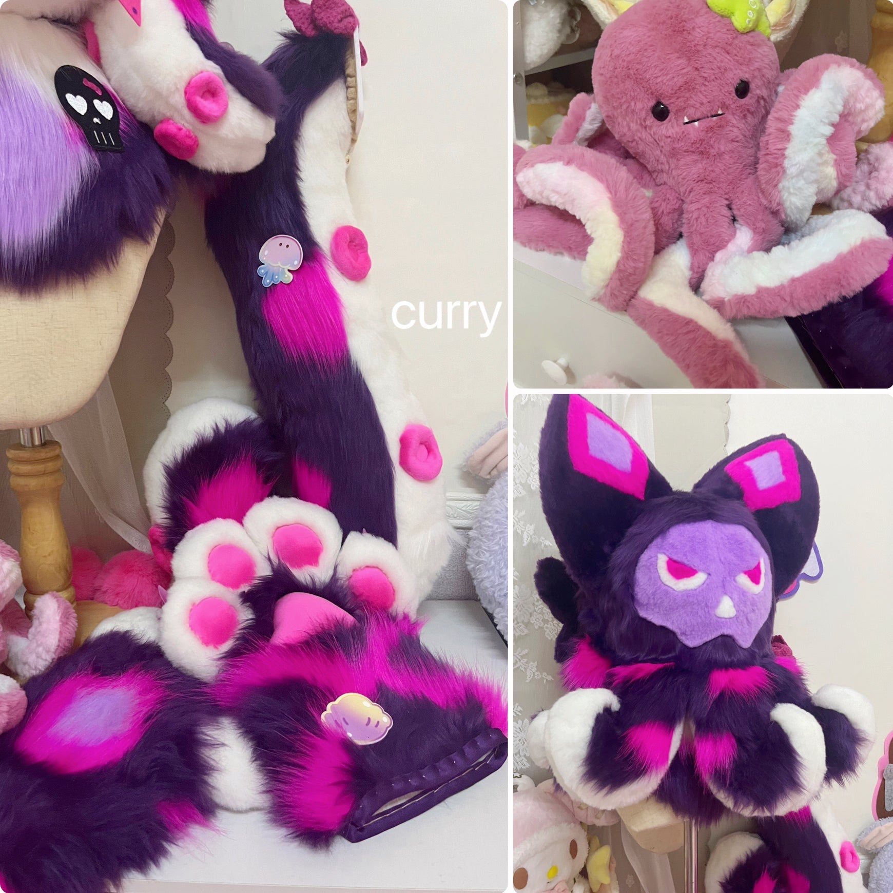 Devil Octopus Kitten Kemono Head Fursuits (Gift Handpaws+Tail)