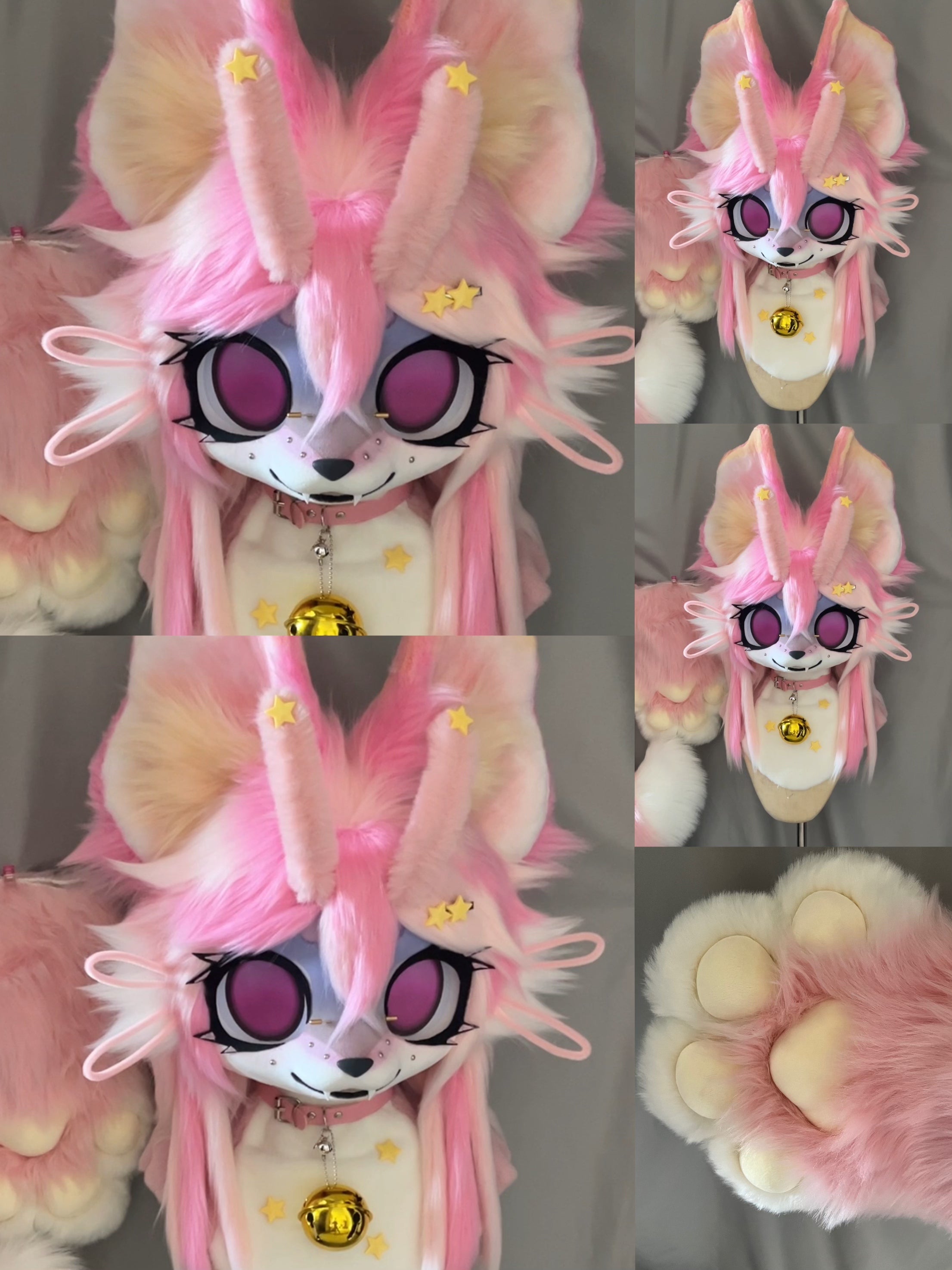 Pink Moth Kemono Head Fursuit (Gift Handpaws+Tail)