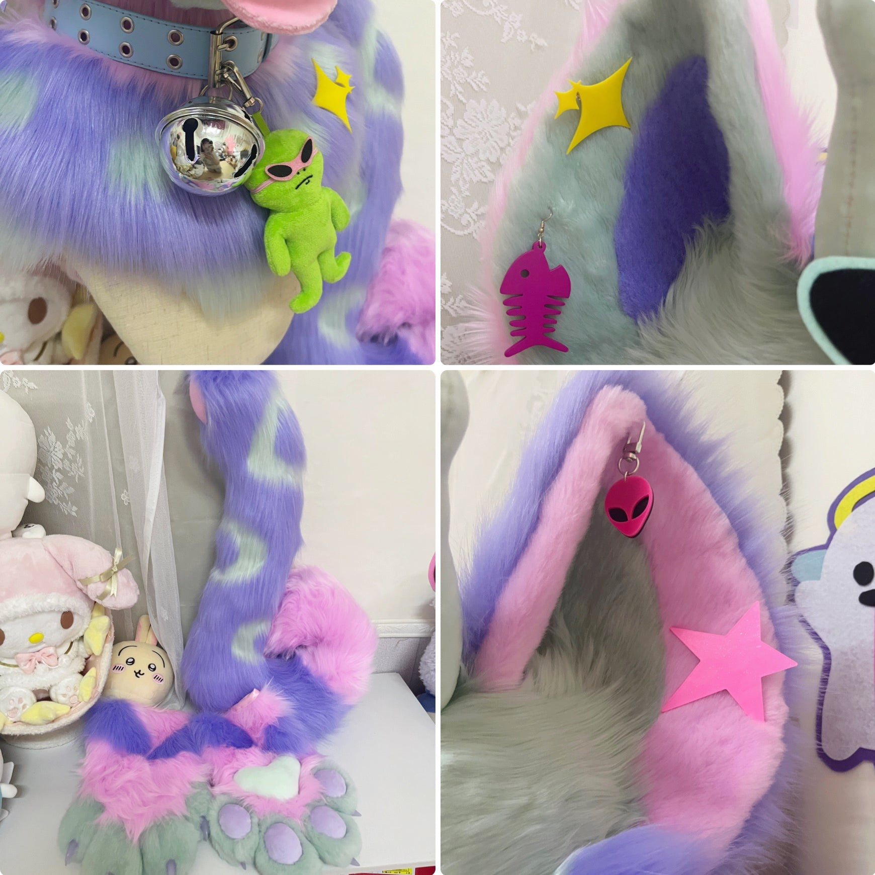 Alien Cat Kemono Head Fursuit (Gift Handpaws+Tail)