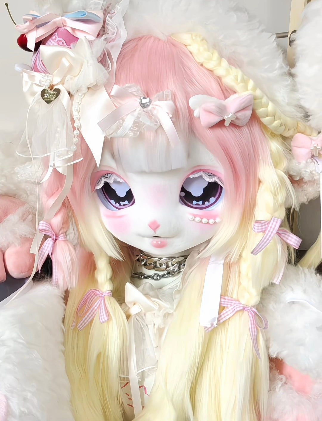 Cream Lamb Kig Head Fursuit (Gift Handpaws+Feetpaws+Tail)