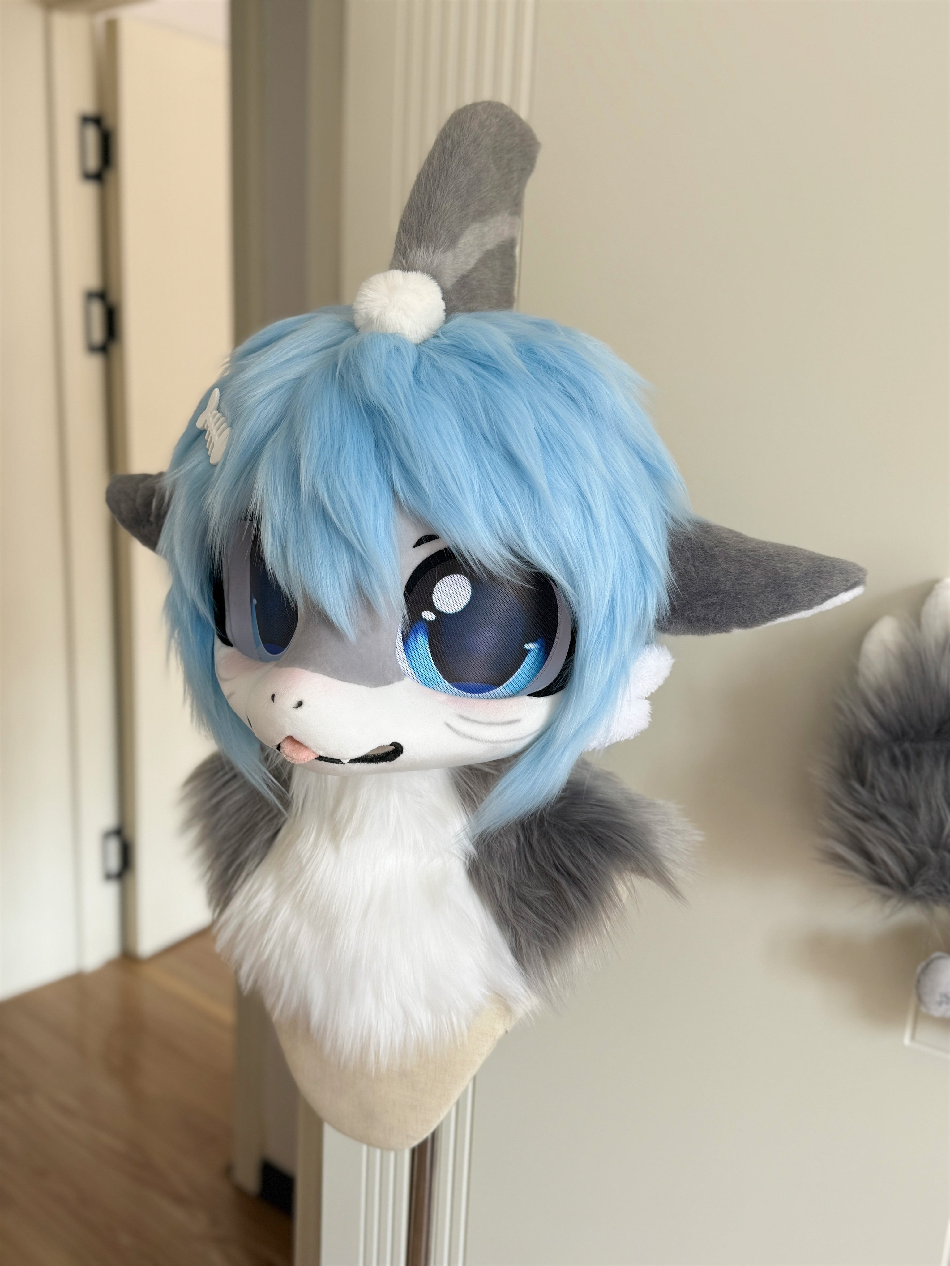 [Shark] Light Blue Shark Kemono Fursuits Stock (Gift Handpaws+Toy)