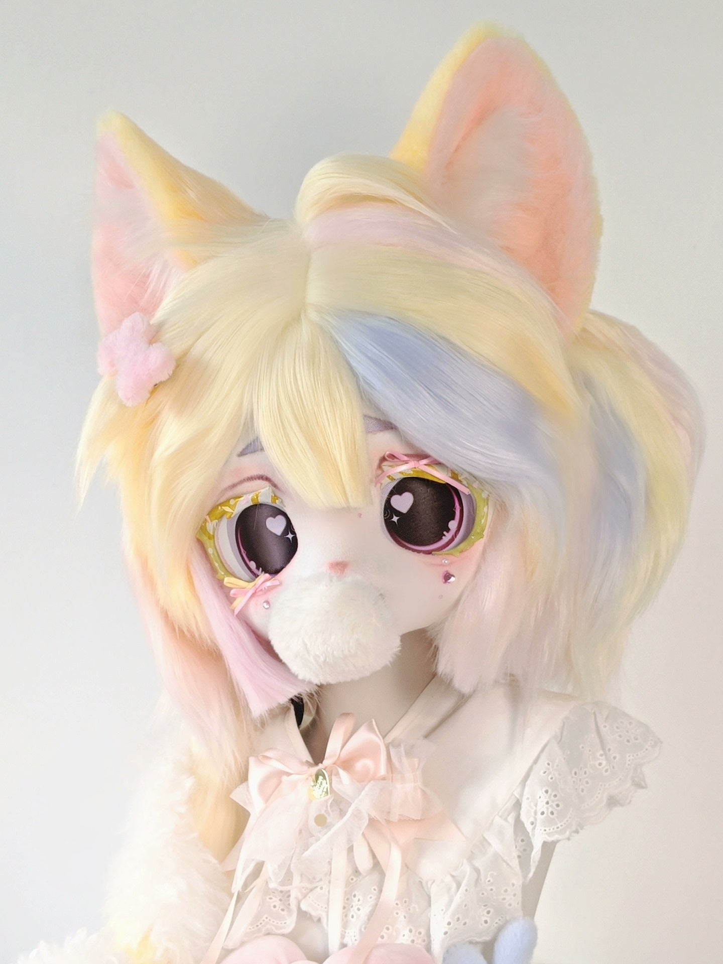 Rainbow Cream Kitten Kig Head Fursuit