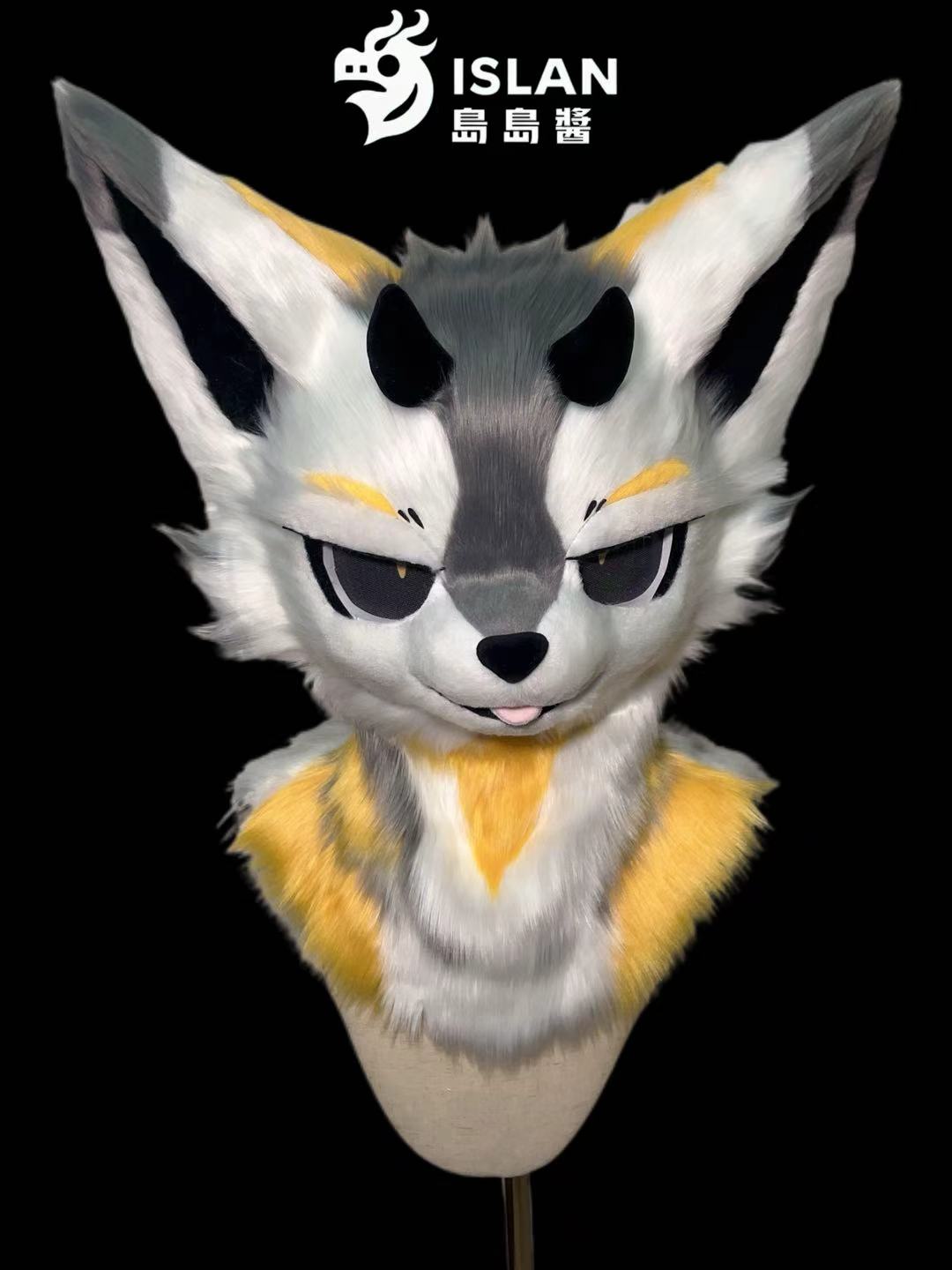 Grey White Dragon Kemono Head Fursuit (Gift Handpaws+Tail)