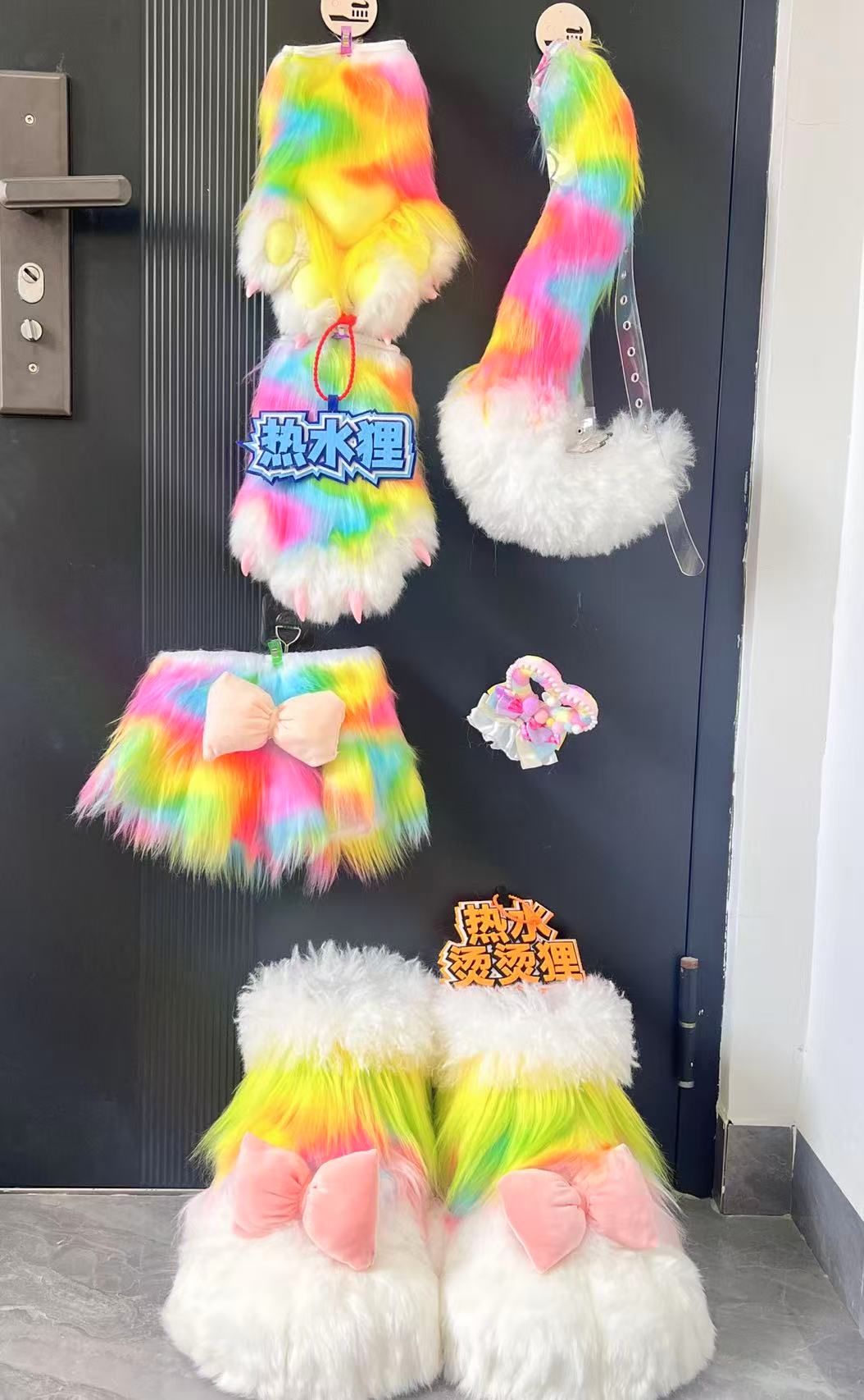Rainbow Sugar Kitten Kig Full Set Fursuits (Gift Handpaws+Feetpaws+Tail)