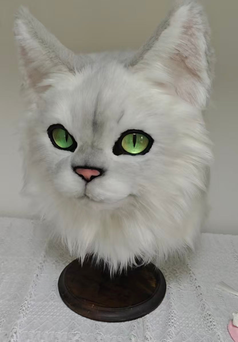 White Kitten Realistic Head Fursuit