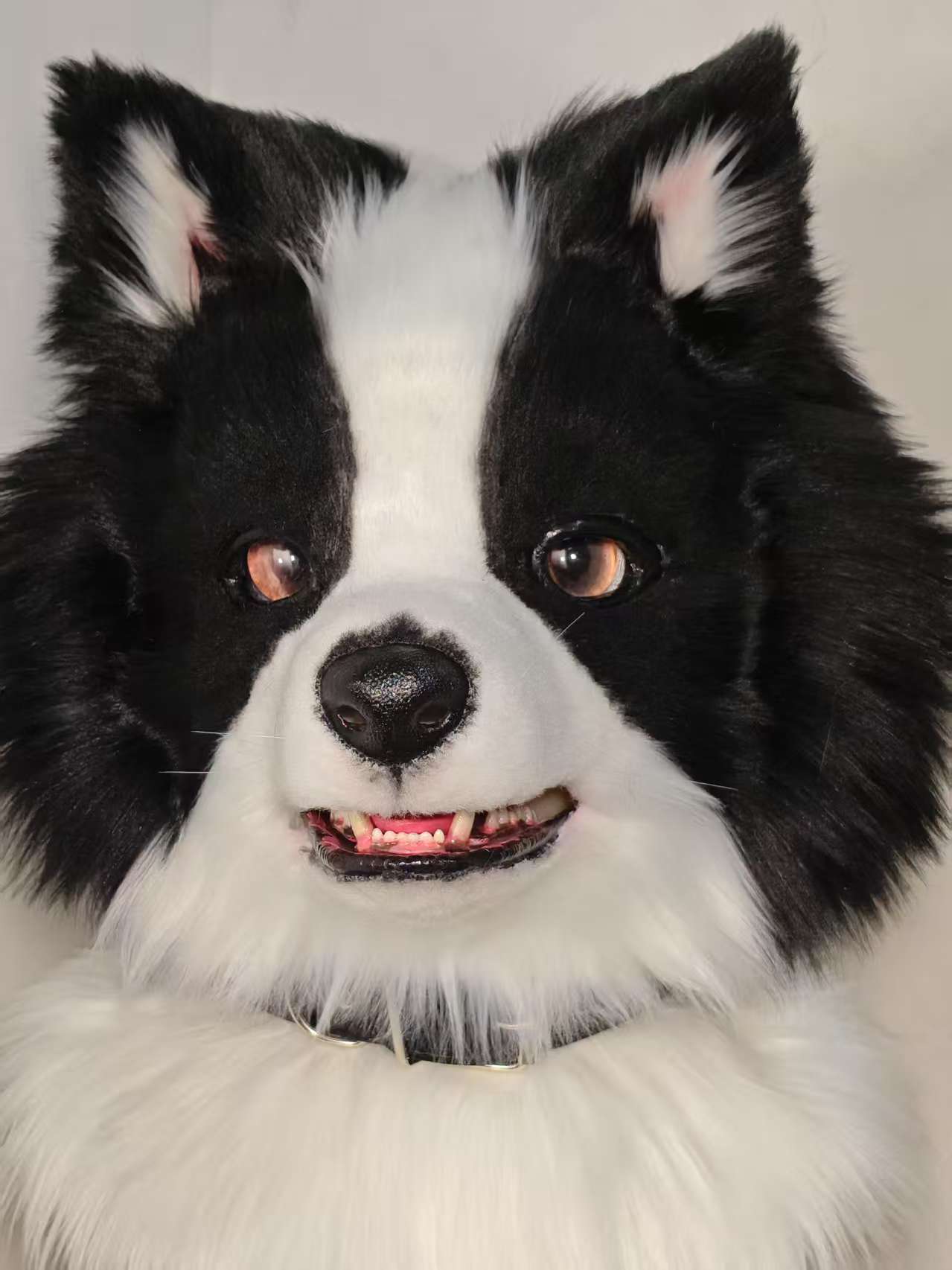 Black White Puppy Realistic Head Fursuit