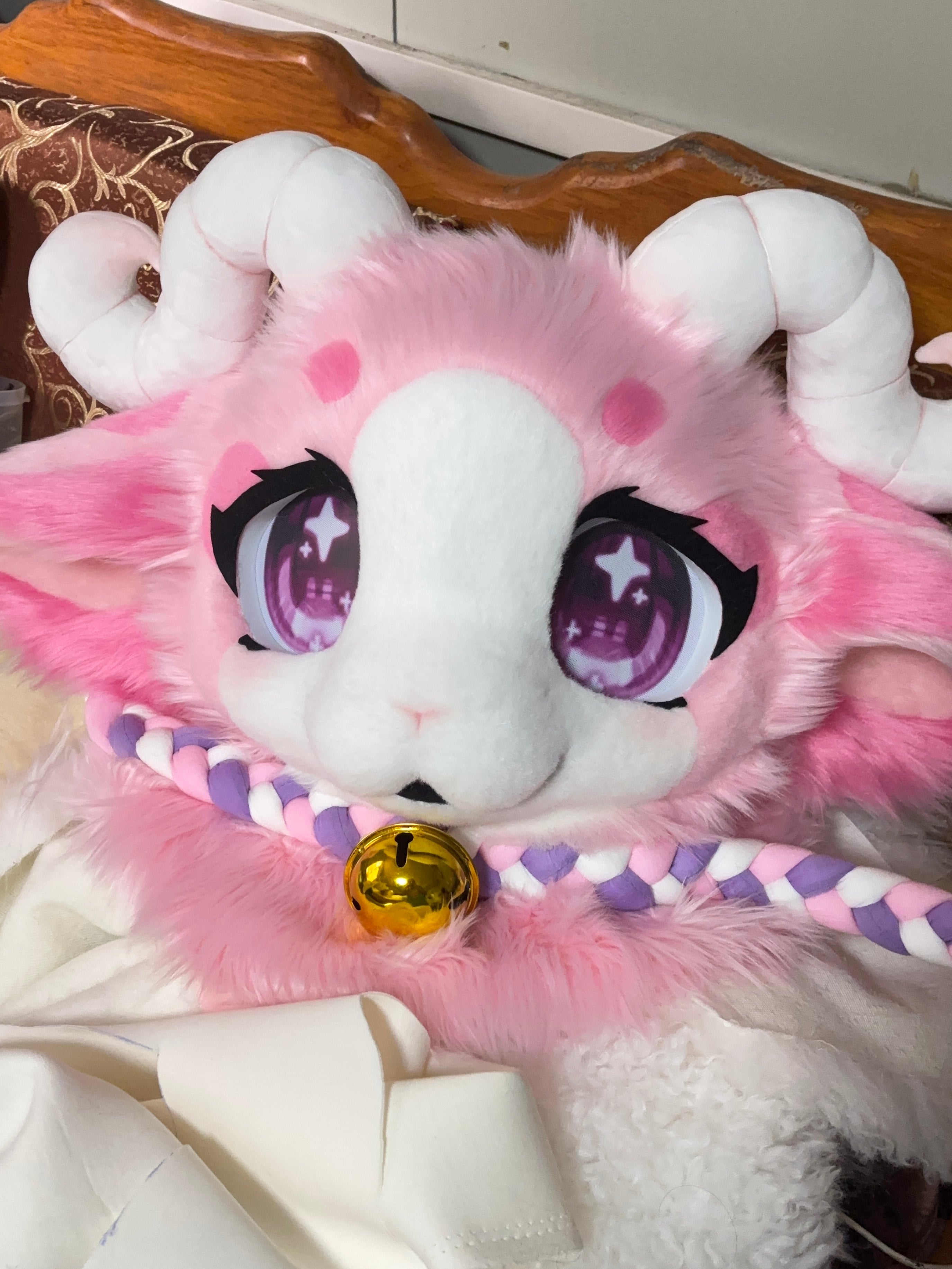 Pink Lamb Kemono Head Fursuit