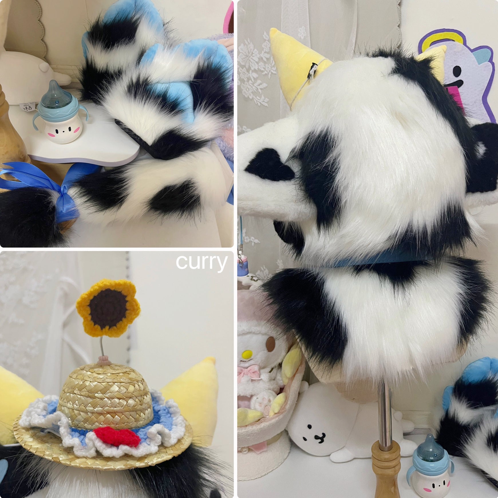 Farmer Cow Kemono Head Fursuits (Gift Handpaws+Tail)