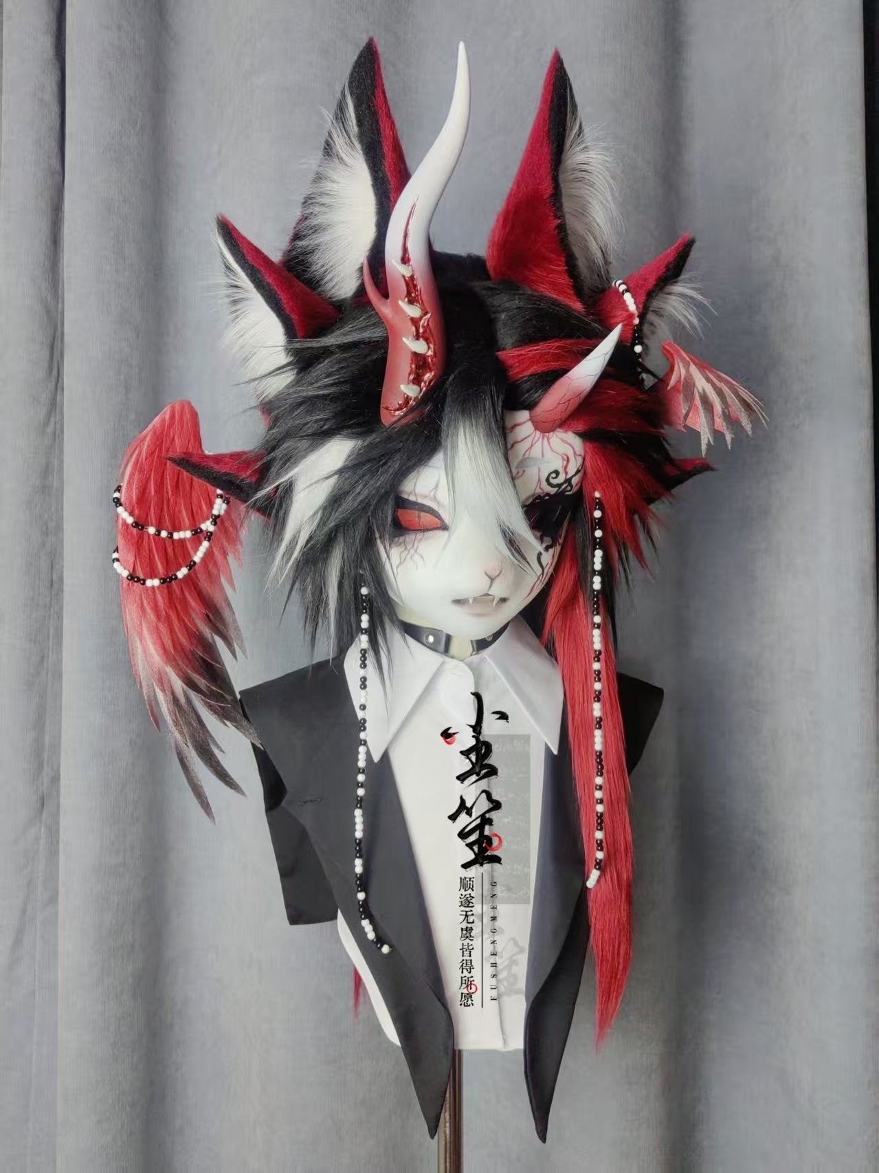 Red Devil Kig Head Fursuit (Removable horns/wings)