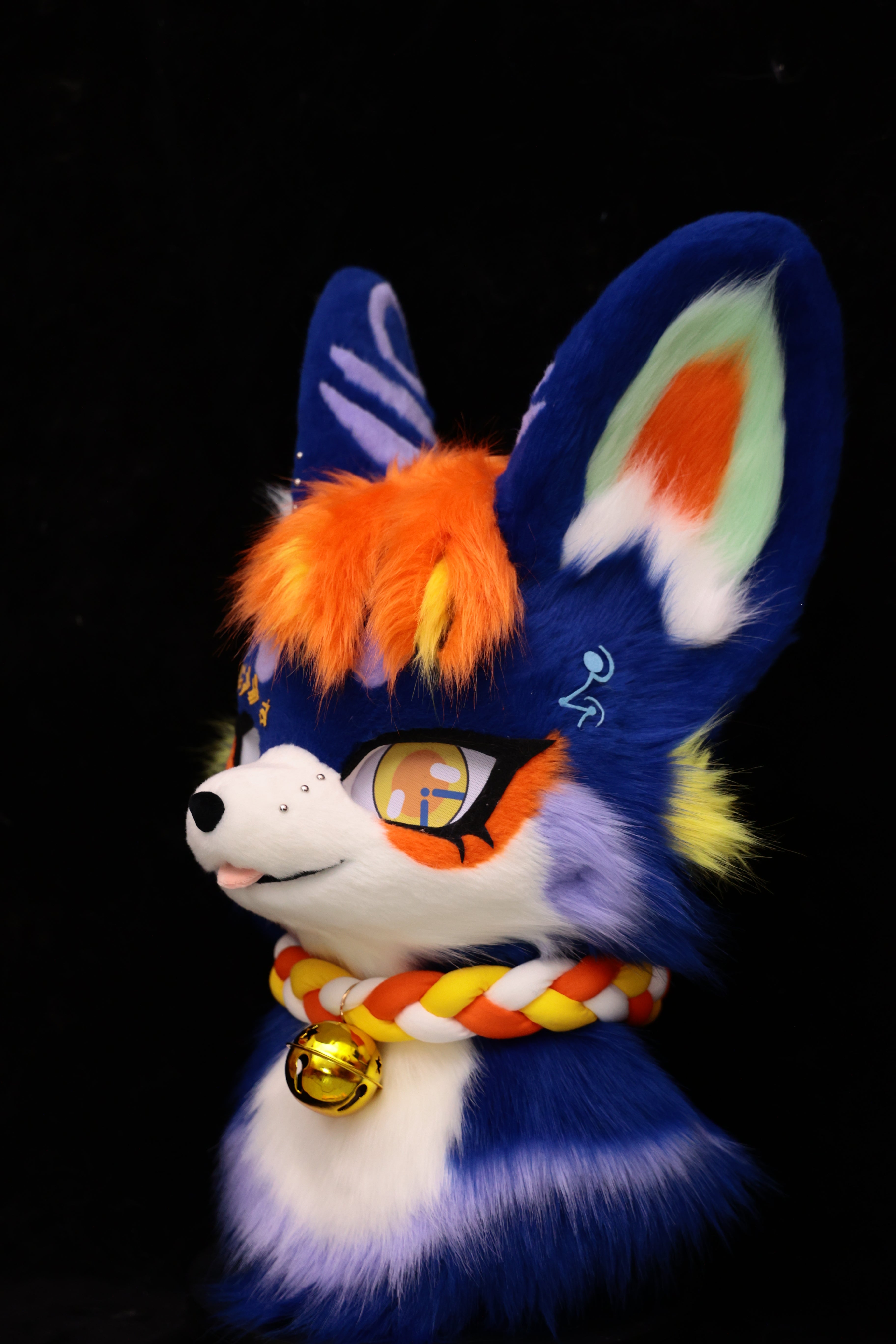 Purple Orange Wolf Kemono Head Fursuit