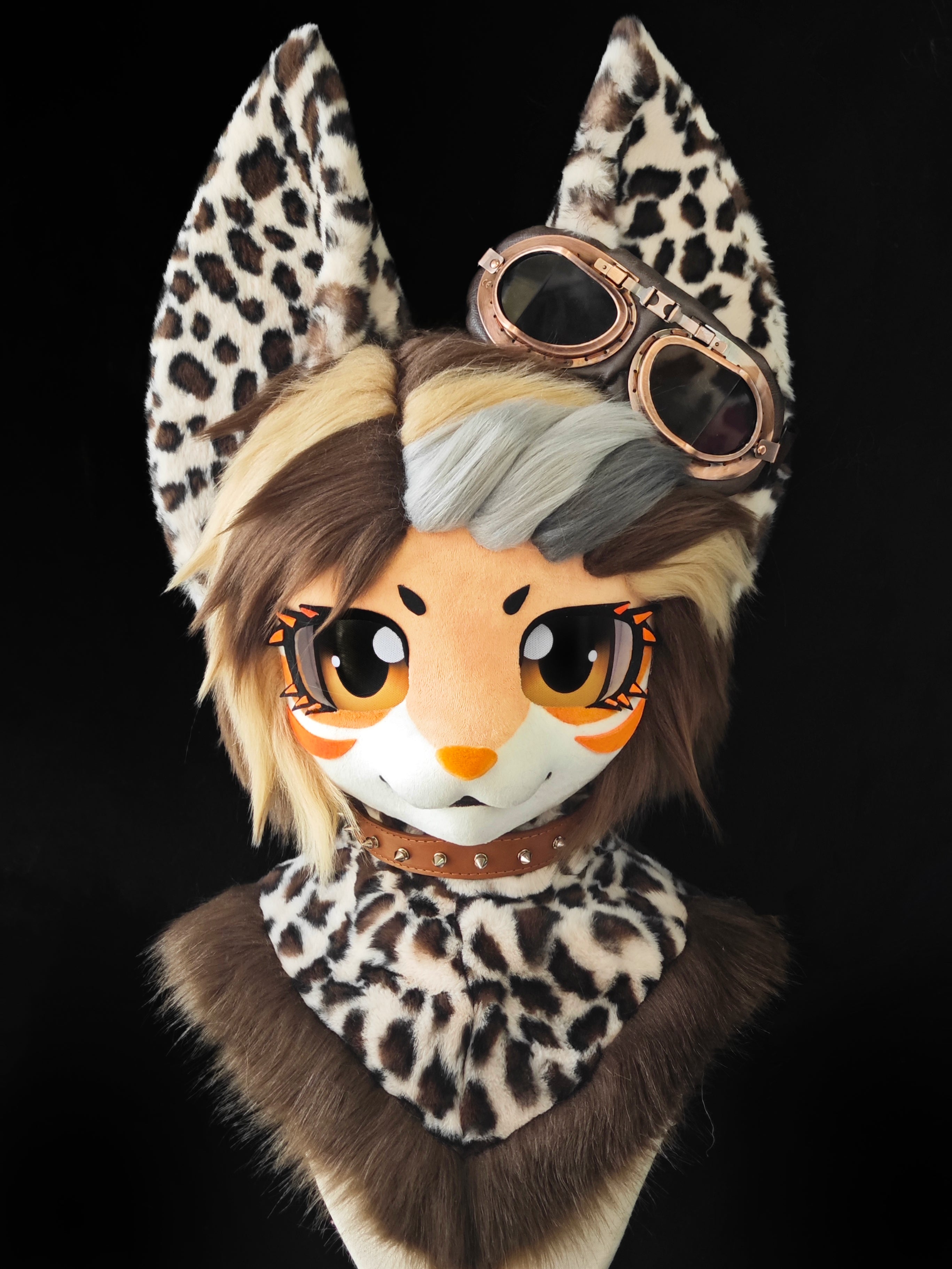 Brown Ocelot Kitten Kemono Head Fursuit (Gift Handpaws+Tail)