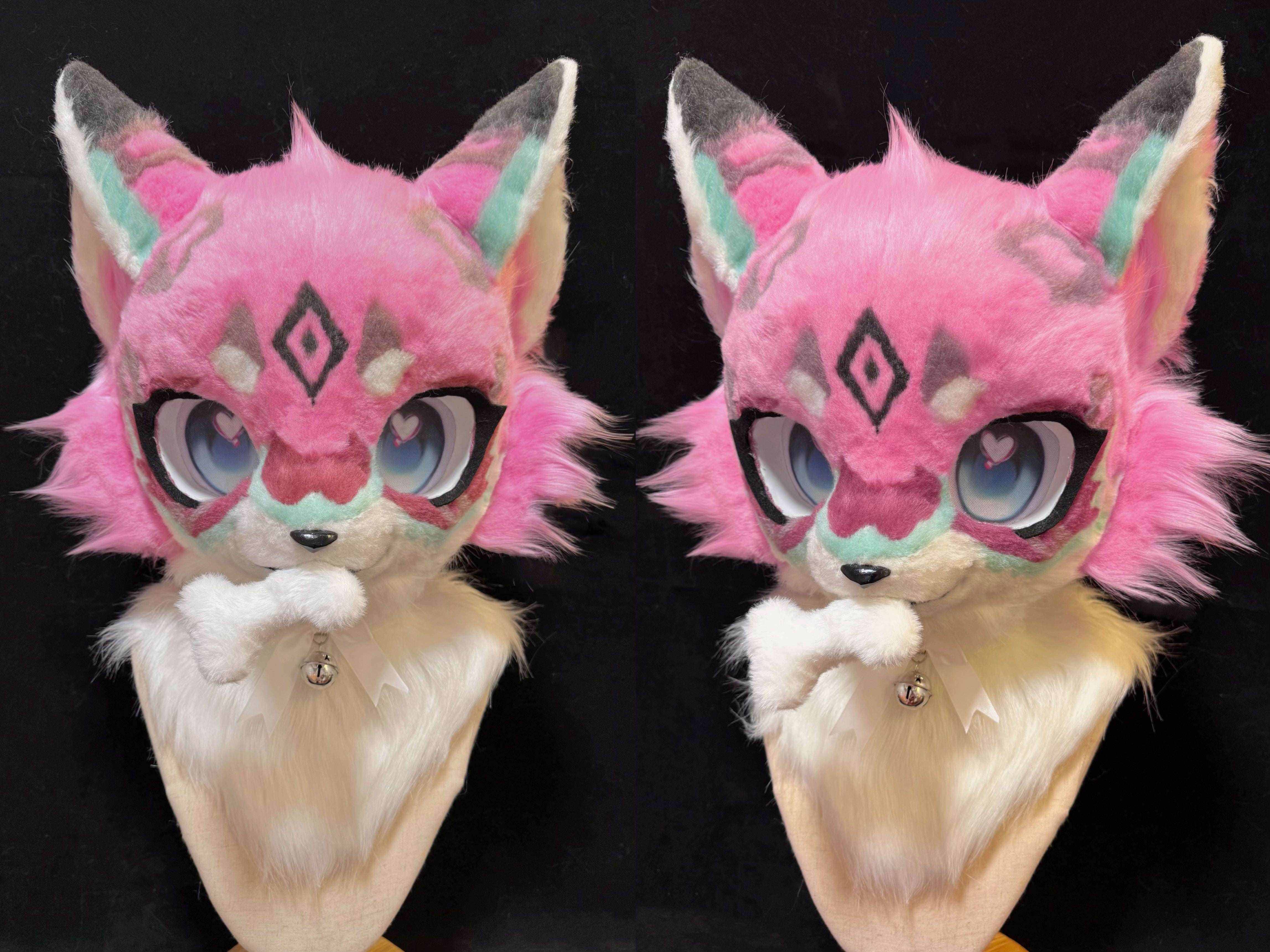 Pink Symbols Kemono Head Fursuit