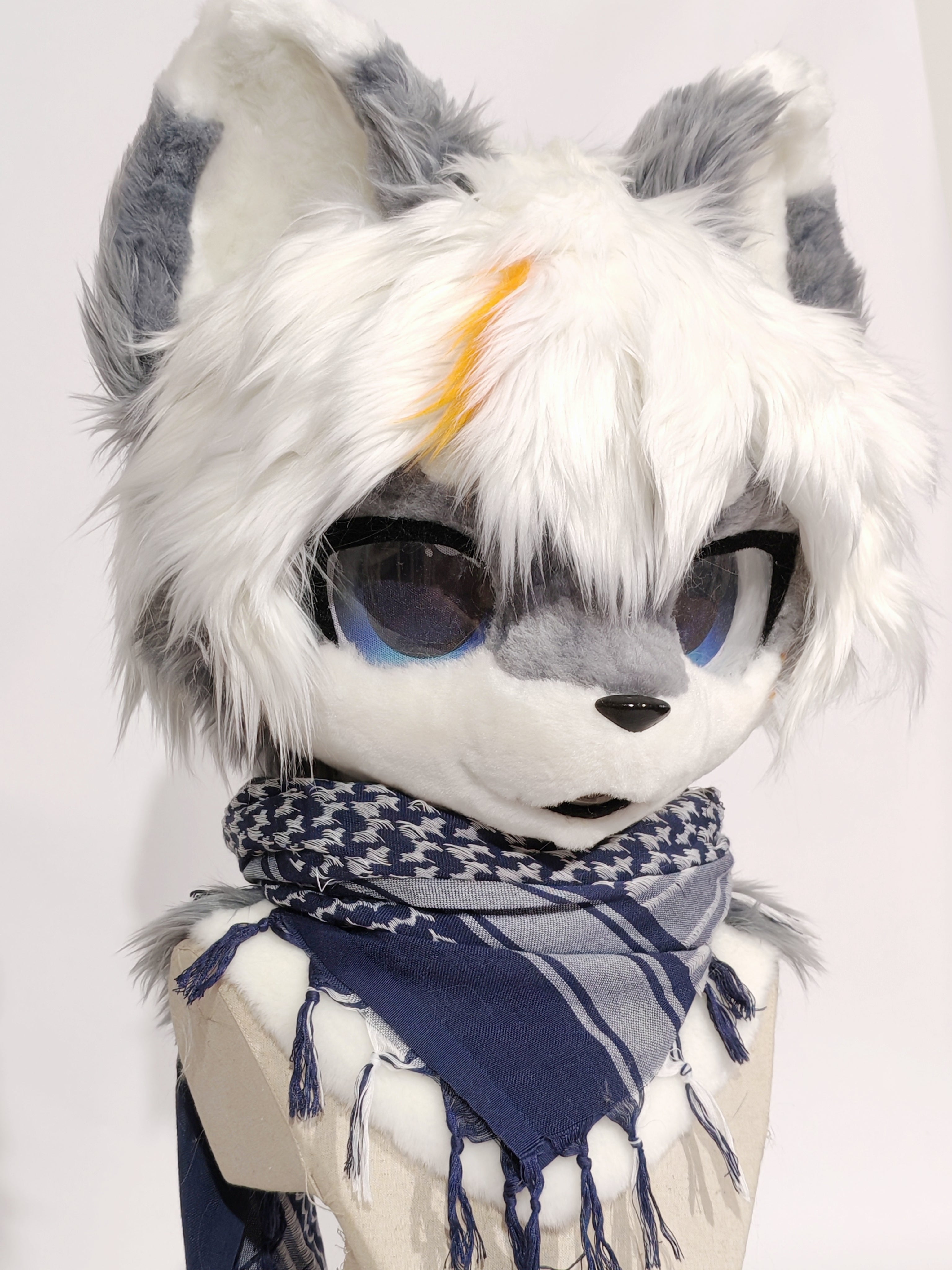 White Gray Wolf Kemono Head Fursuit