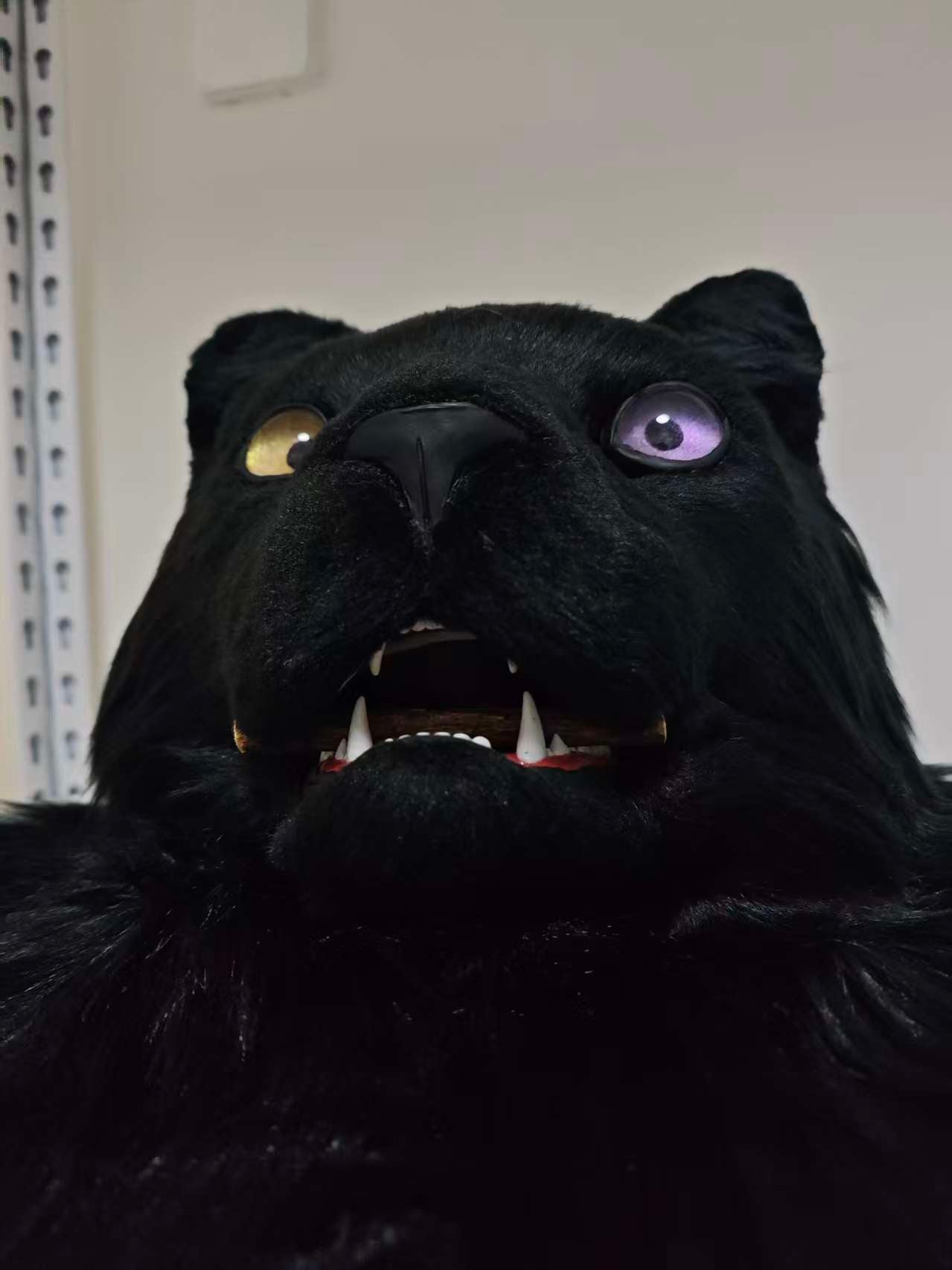 Black Leopard Realistic Head Fursuit