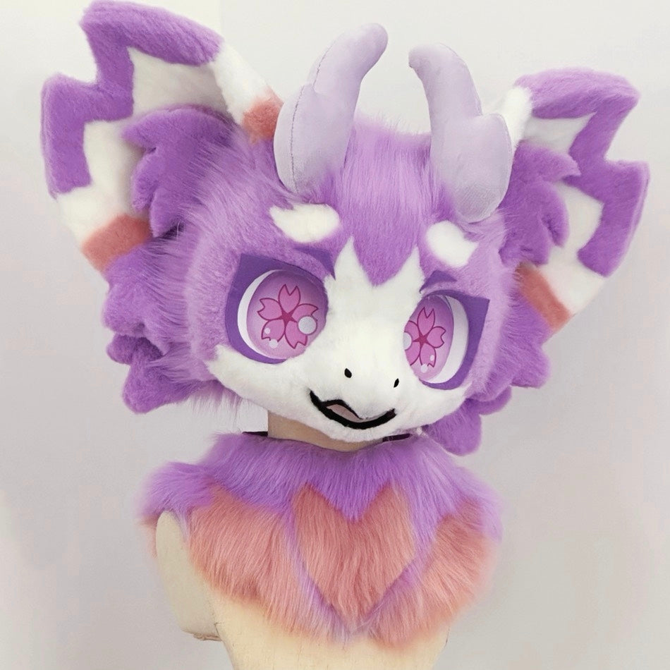 Sakura Dragon Kemono Head Fursuit (Gift Handpaws+Tail)