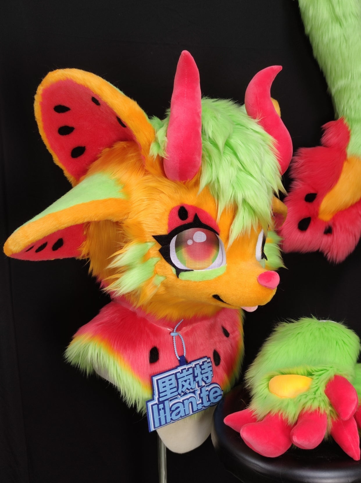 Watermelon Dragon Kemono Head Fursuit (Gift Handpaws+Tail)