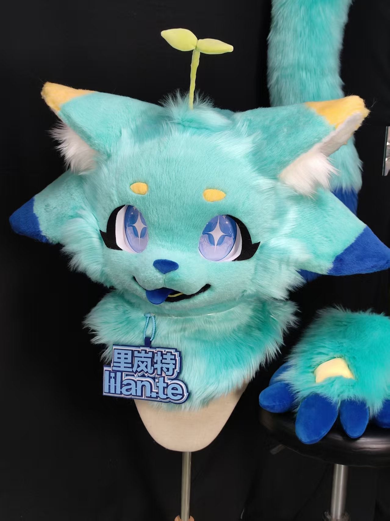 Four Ears Dragon Kemono Head Fursuit (Gift Handpaws+Tail)