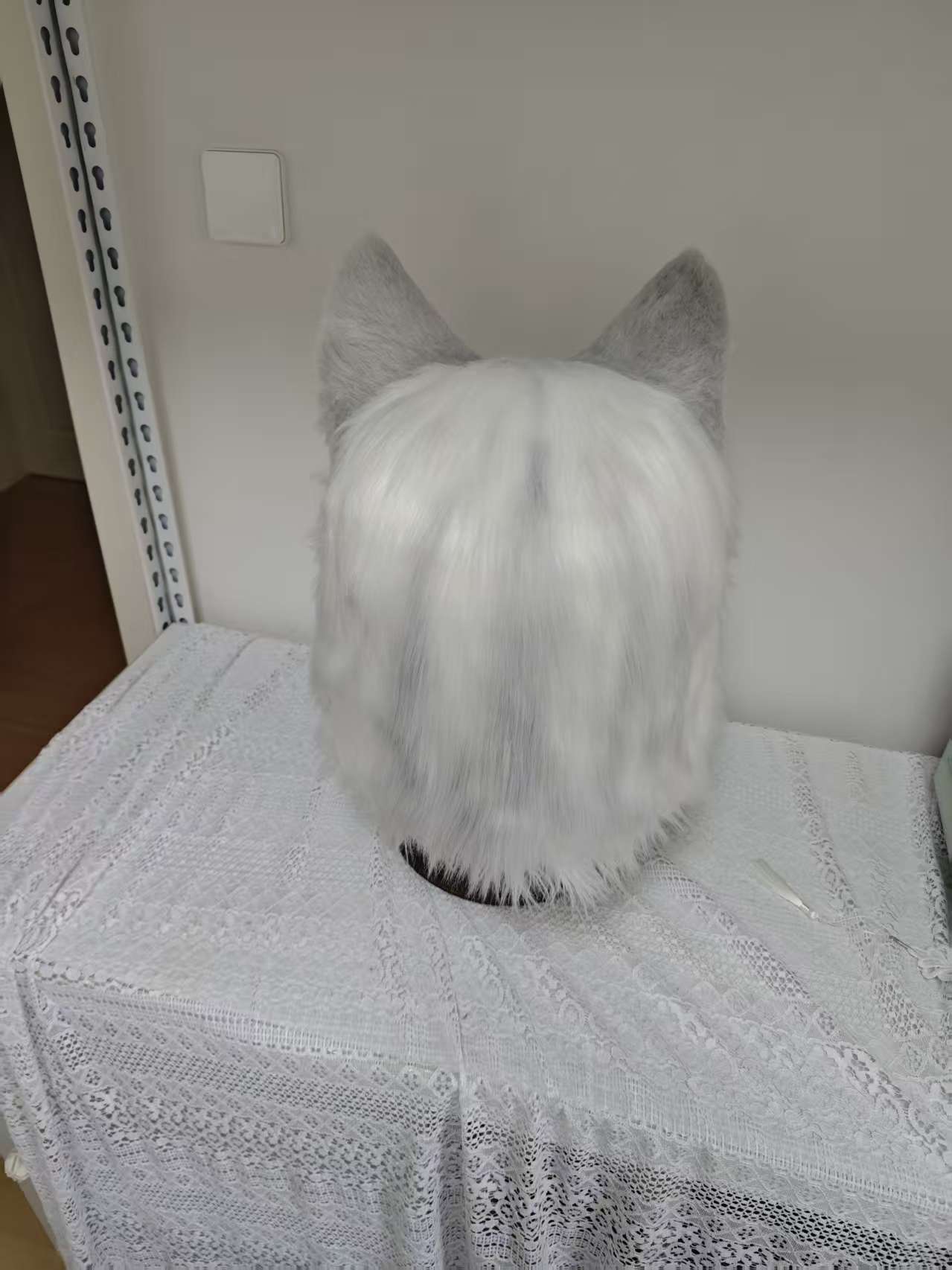 White Kitten Realistic Head Fursuit