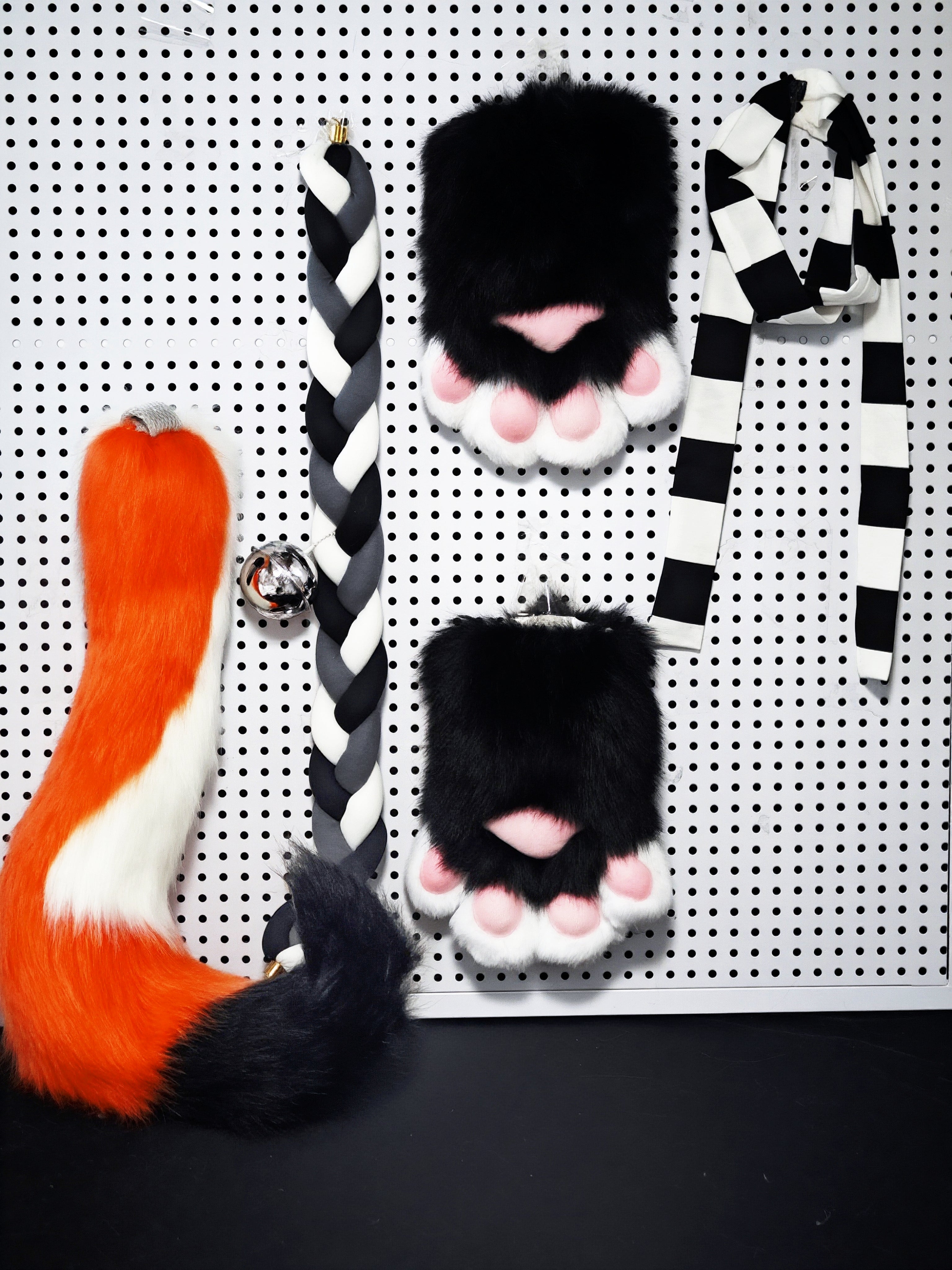 Black Kitten Kemono Head Fursuit (Gift Handpaws+Tail)