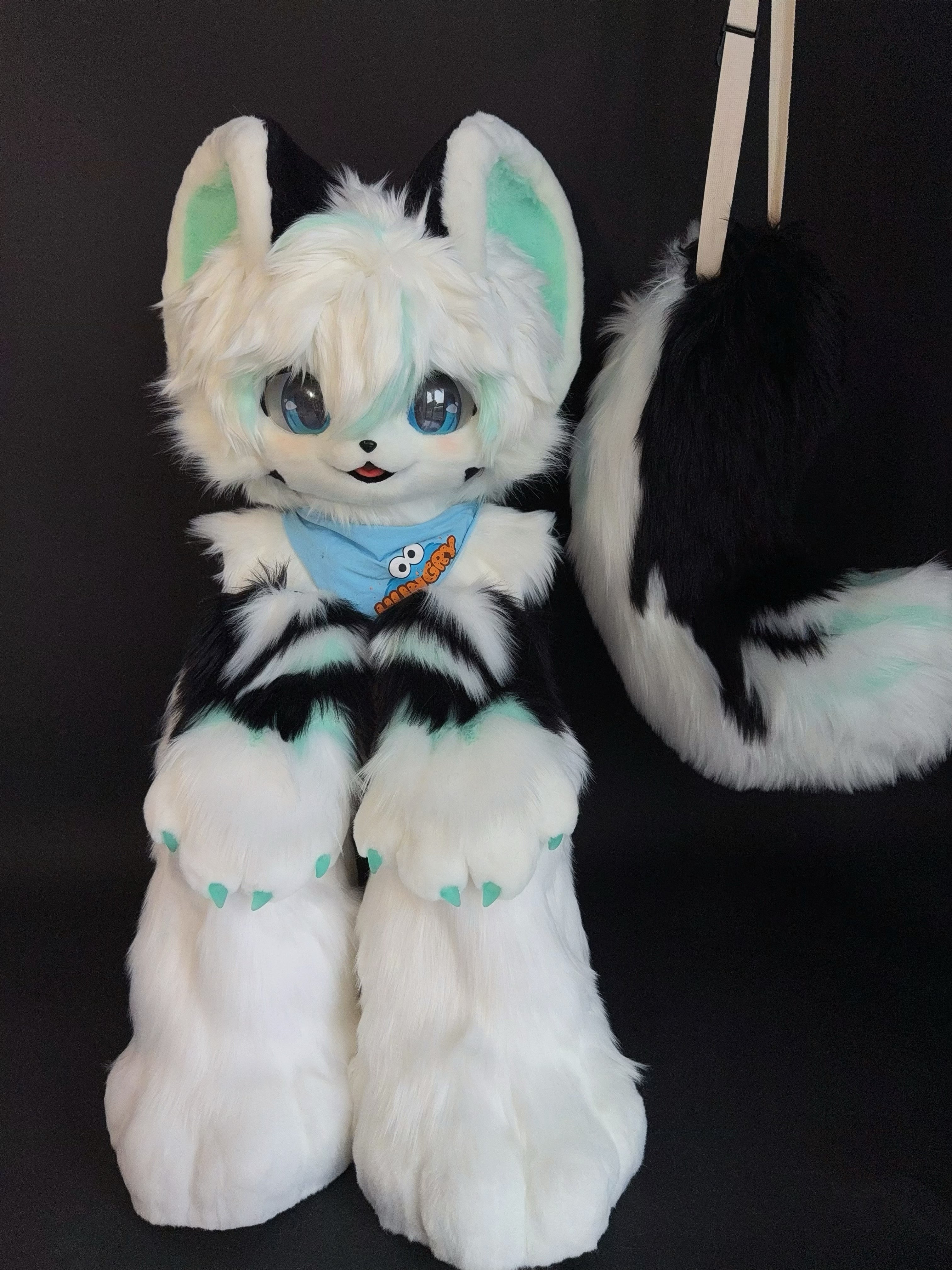 Blue Scarf Puppr Kemono Head Fursuit (Gift Feetpaws+Handpaws+Tail)