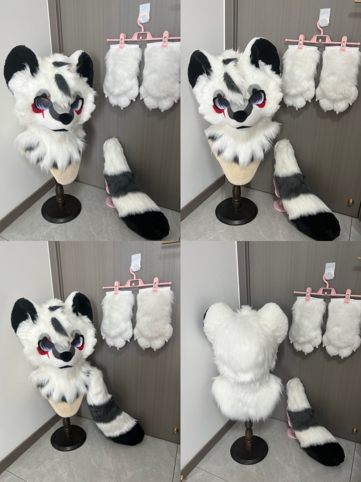 Black White Tiger Kemono Head Fursuit (Gift Handpaws+Tail)