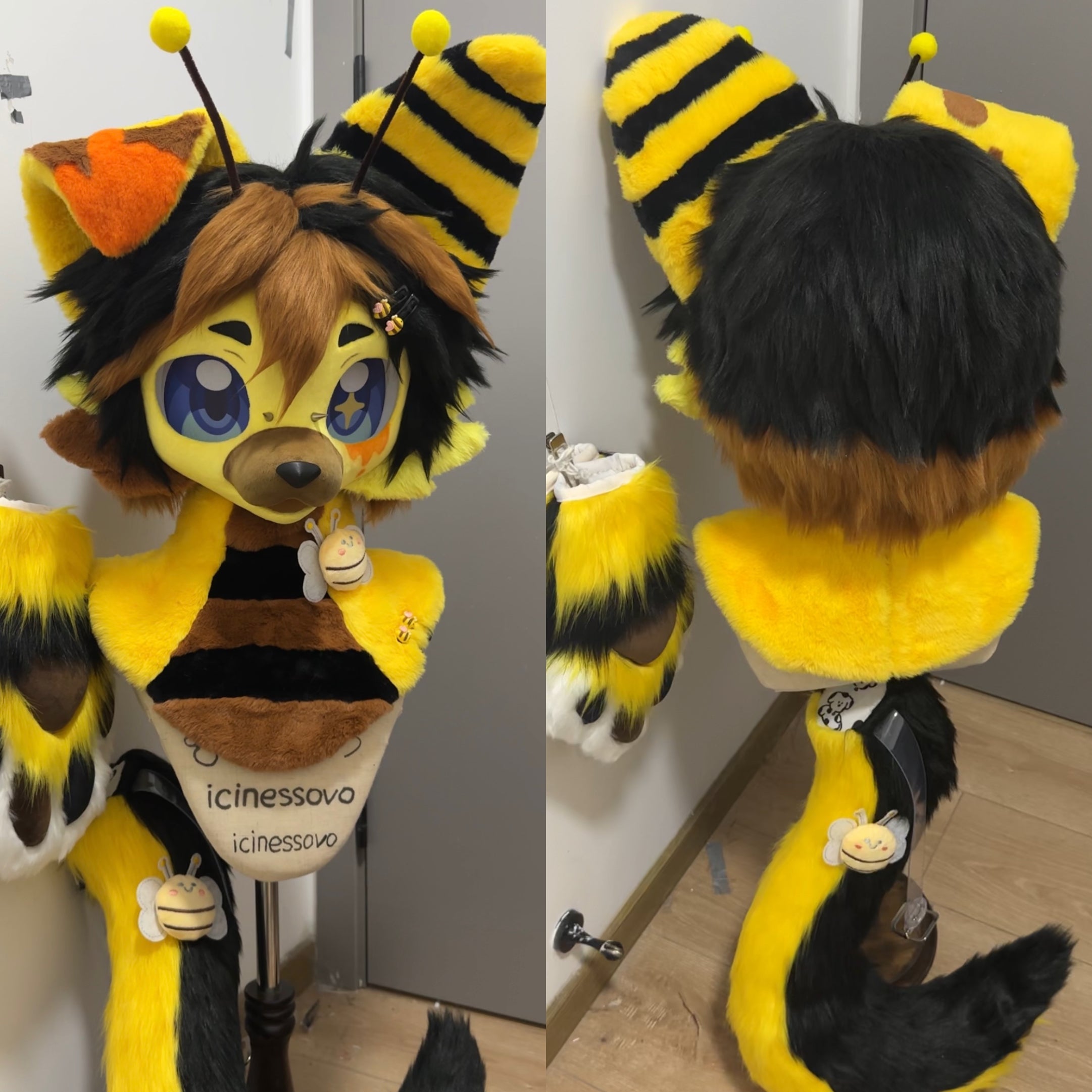 Bee Puppy Kemono Head Fursuit (Gift Handpaws+Tail)