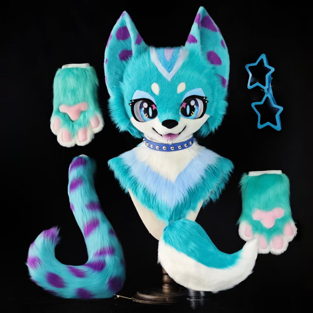 Teal Fox Kemono Head Fursuit (Gift Handpaws+Tail)