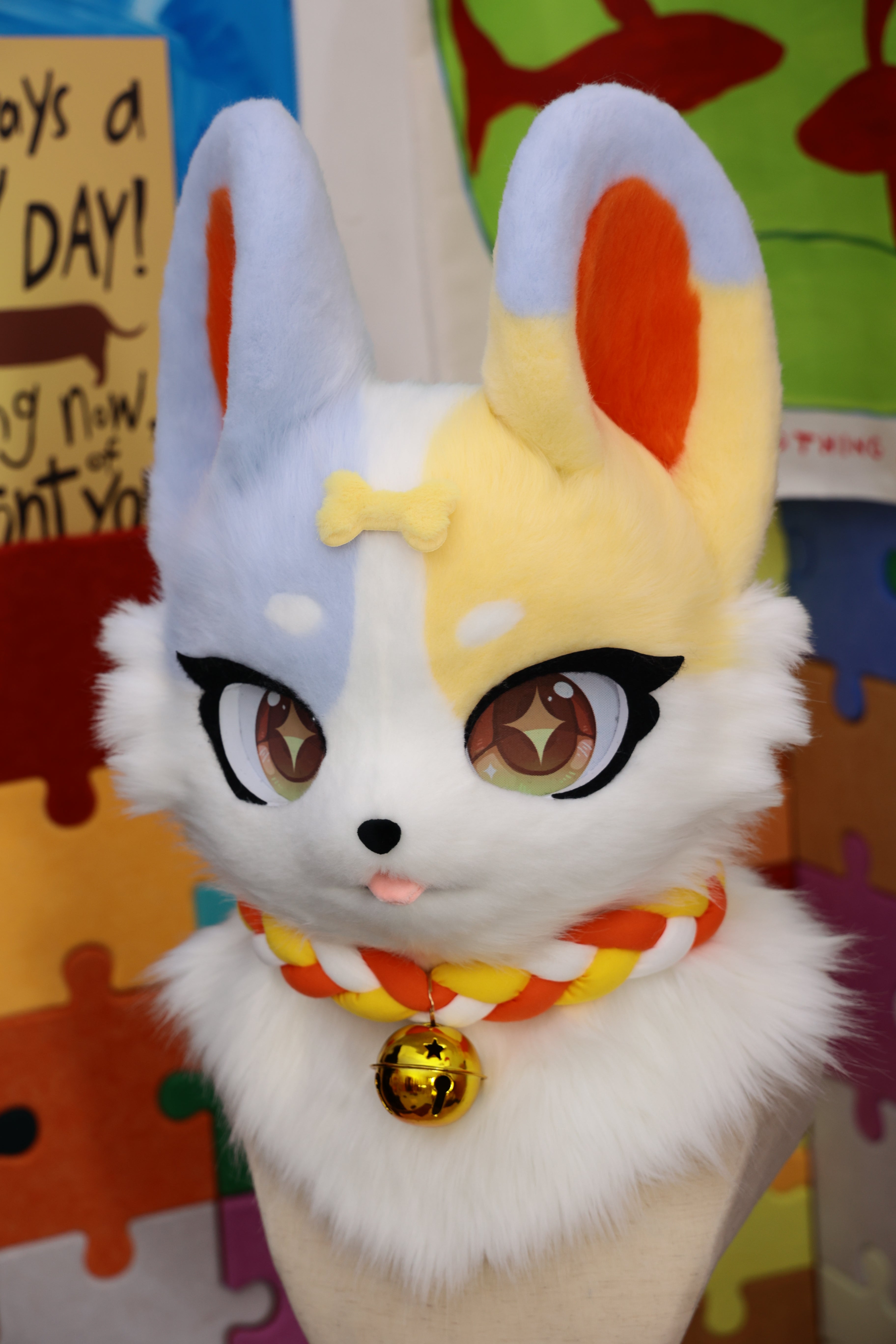 Tongue Out Puppy Kemono Head Fursuit (Gift Handpaws)