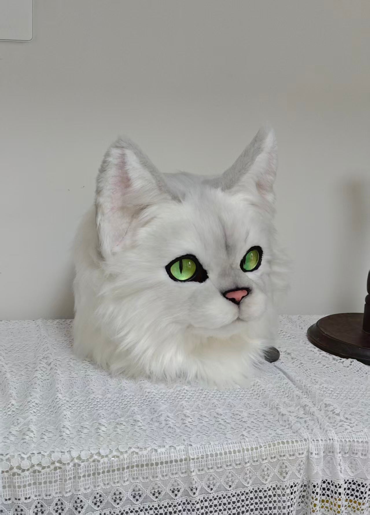White Kitten Realistic Head Fursuit
