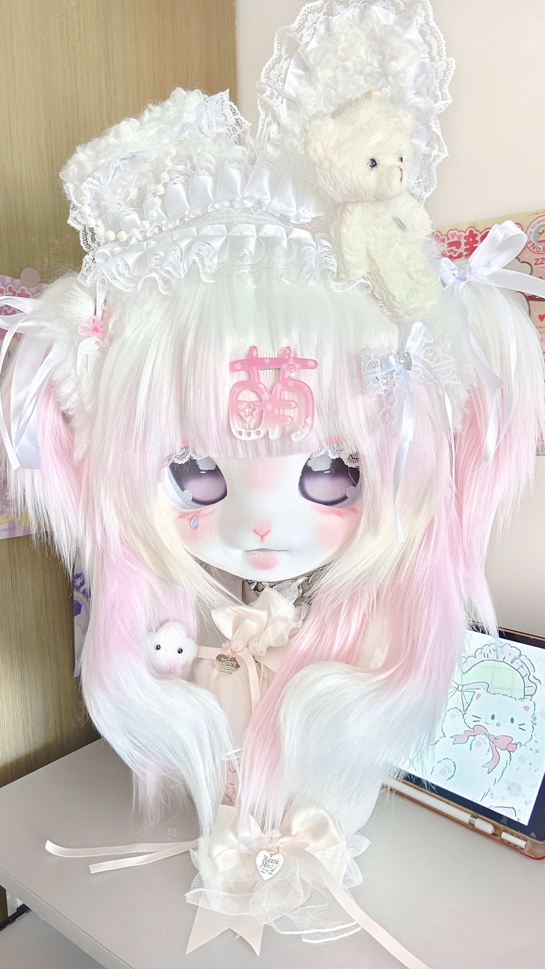 Pink Rabbit Kig Head Fursuit