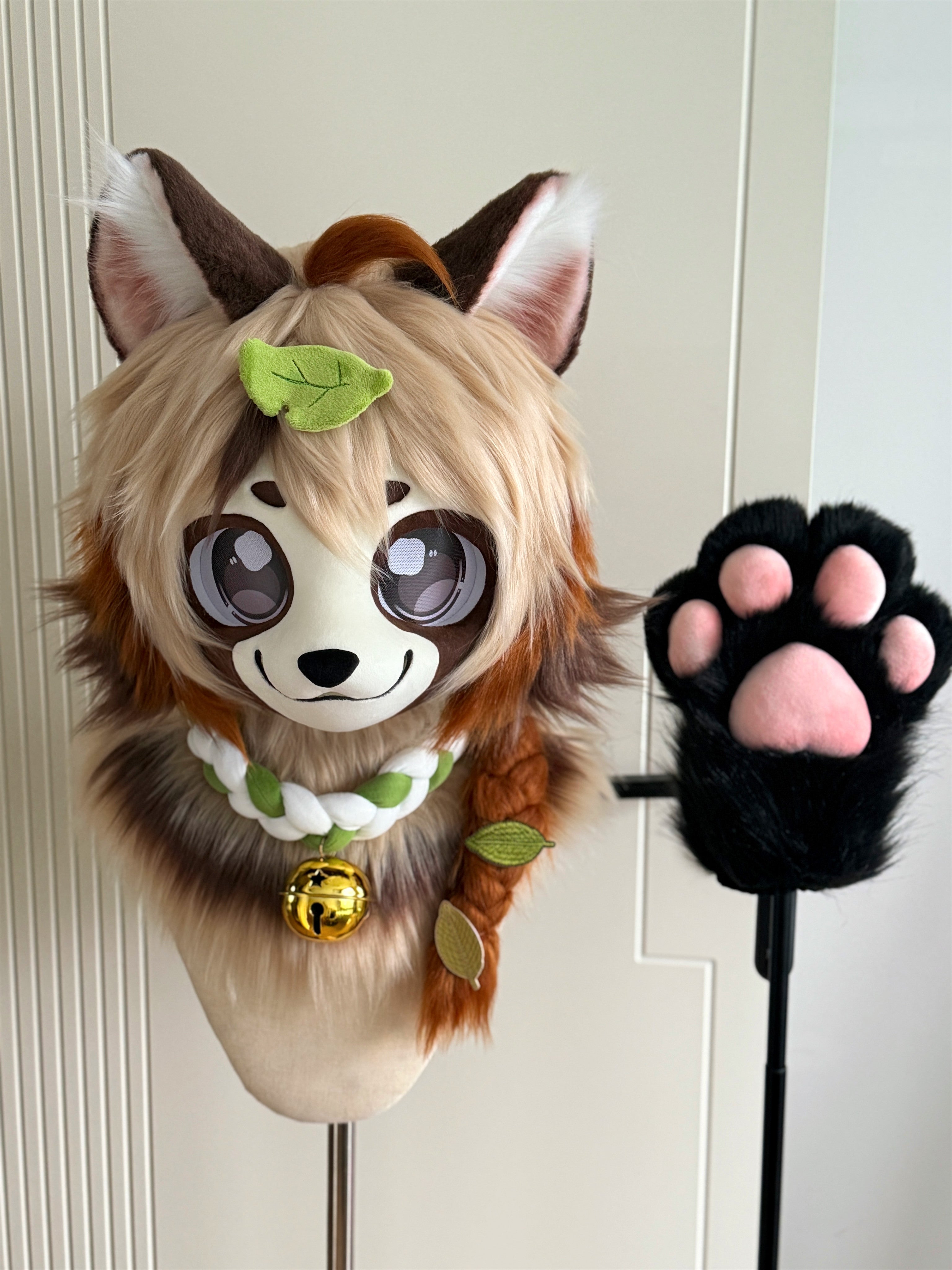 Civet Cat Kig Head Fursuit (Gift Handpaws+Eyelids + Collar)