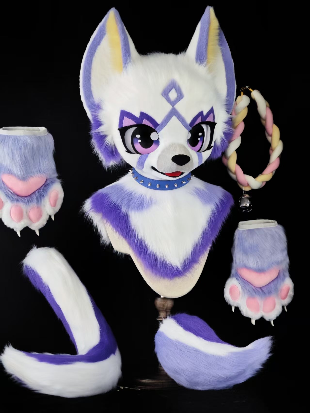 White Kitten Kemono Head Fursuit (Gift Handpaws+Tail)