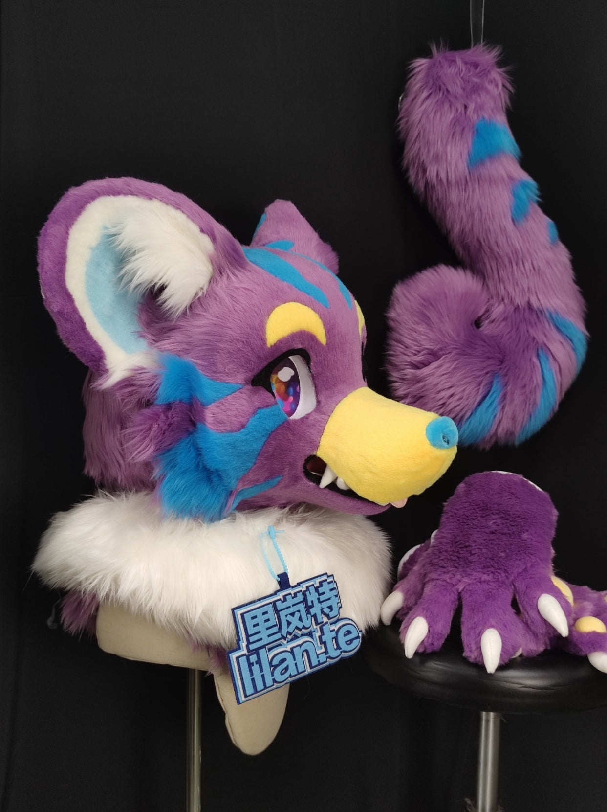 Three-color Tiger Kemono Head Fursuit (Gift Handpaws+Tail)