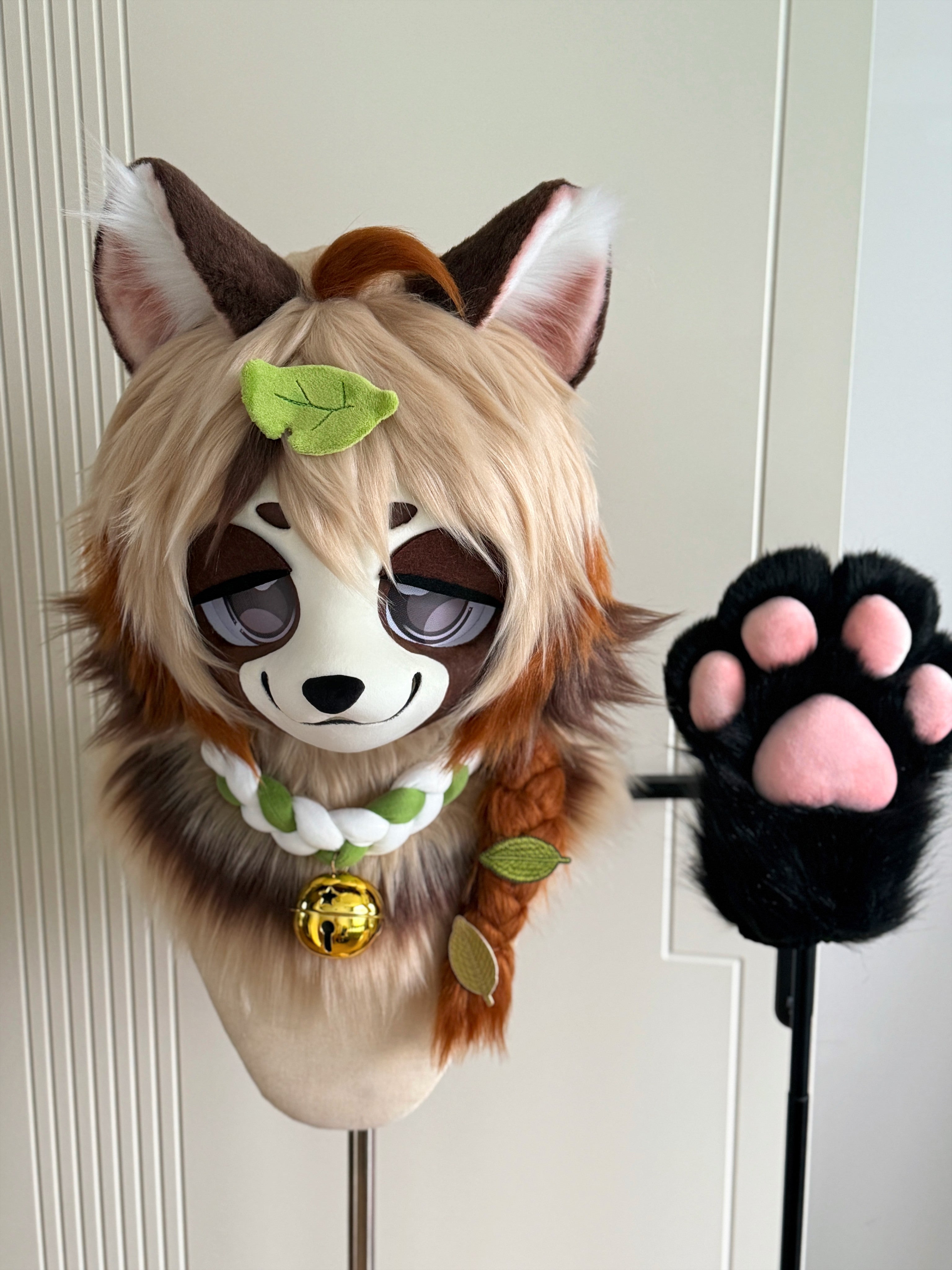 Civet Cat Kig Head Fursuit (Gift Handpaws+Eyelids + Collar)