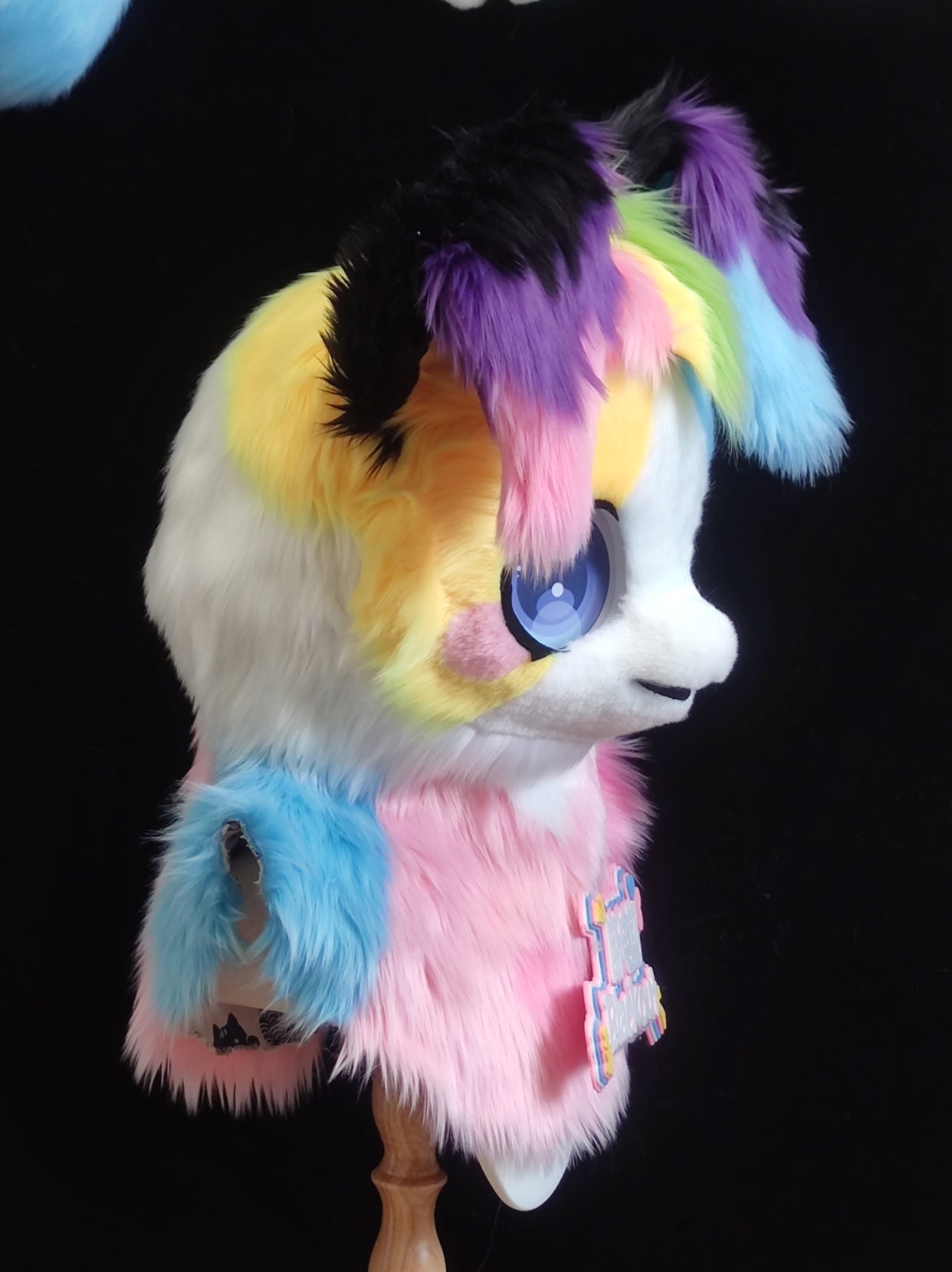 Rainbow Puppy Kemono Head Fursuit (Gift Handpaws+Tail)