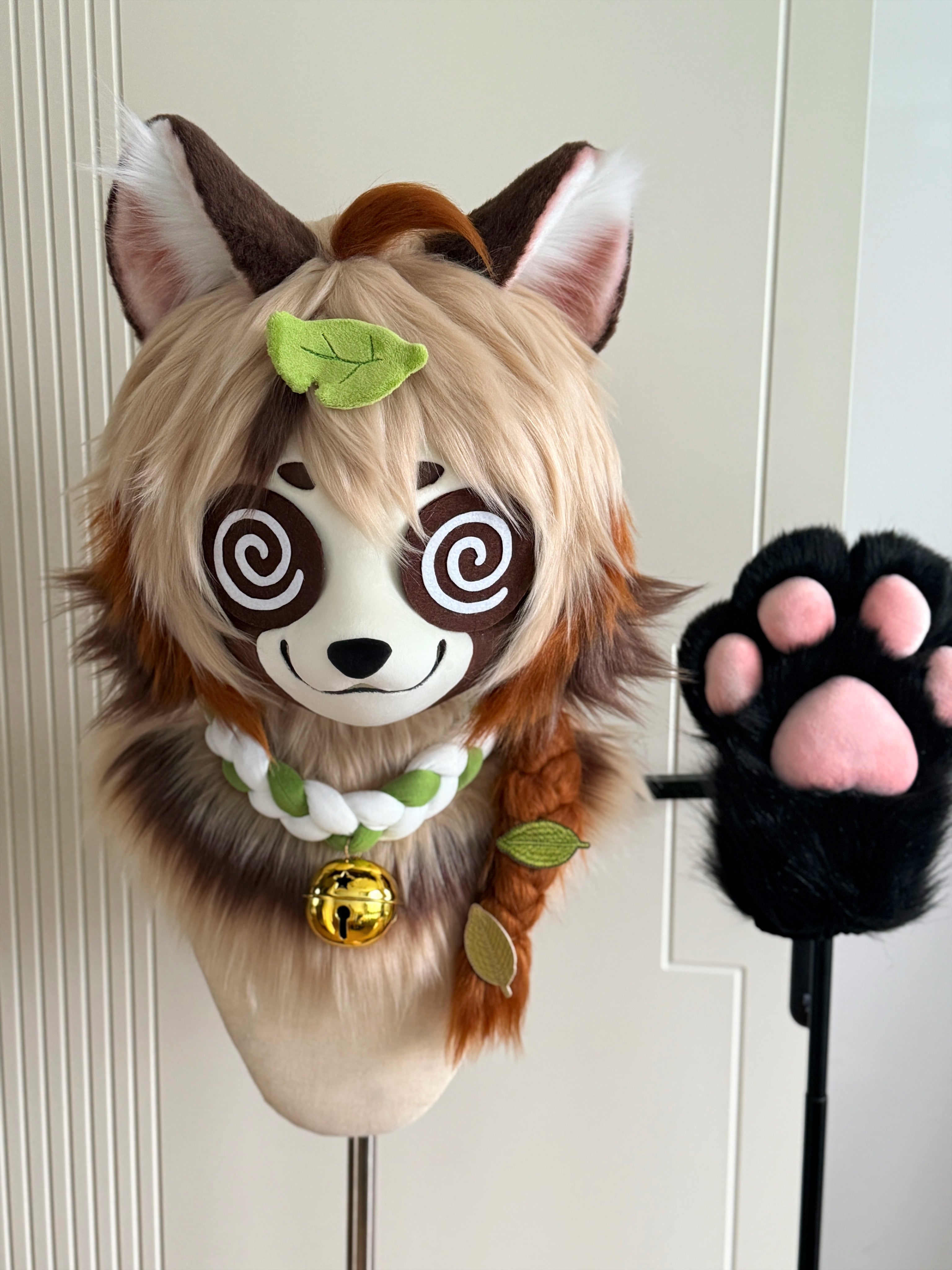 Civet Cat Kig Head Fursuit (Gift Handpaws+Eyelids + Collar)