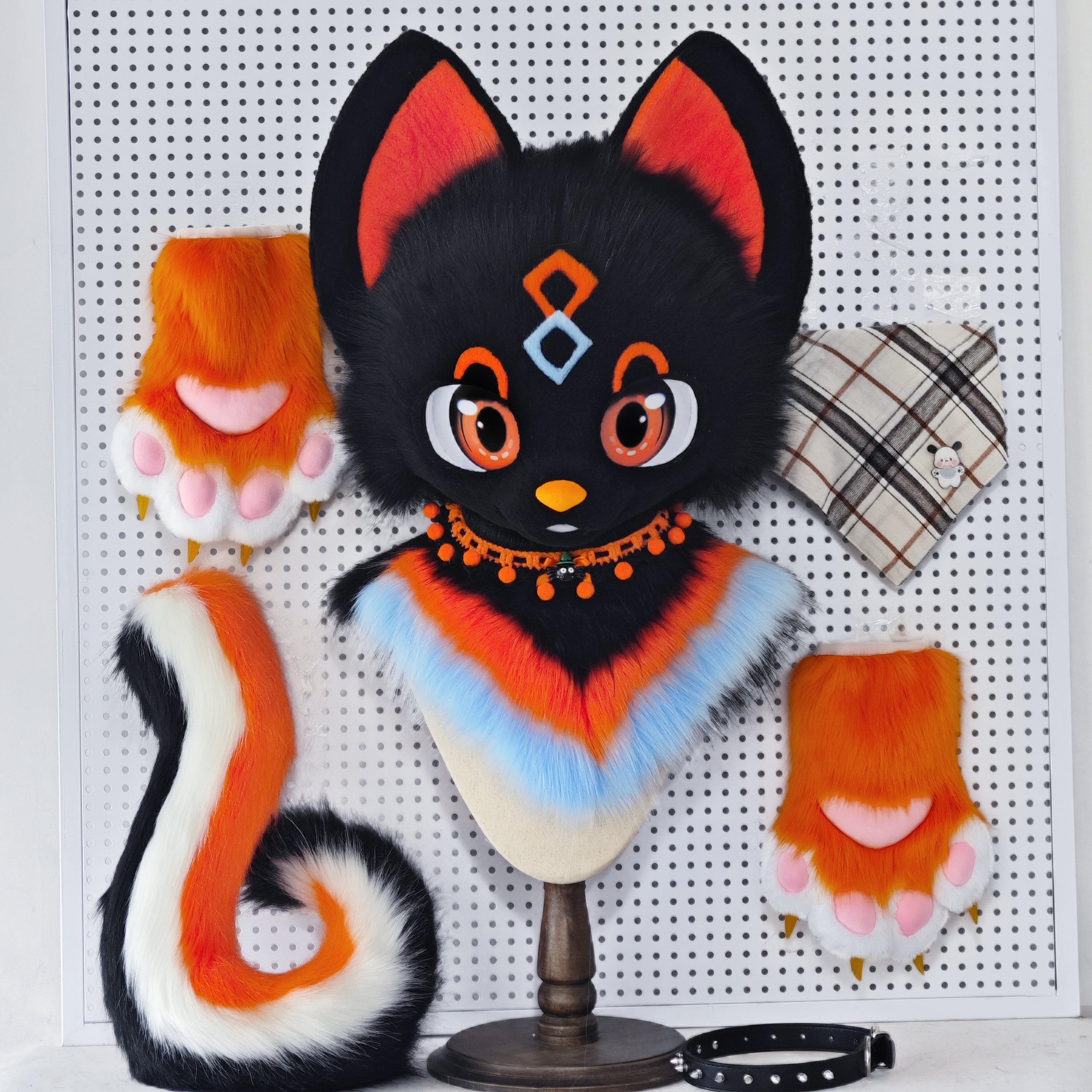 Coal Kitten Kemono Head Fursuit (Gift Handpaws+Tail)