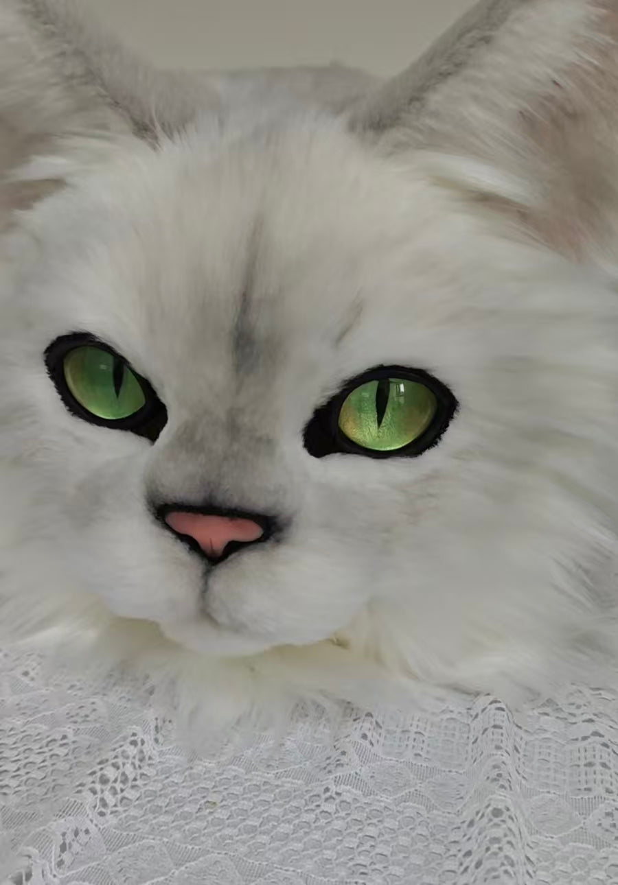 White Kitten Realistic Head Fursuit