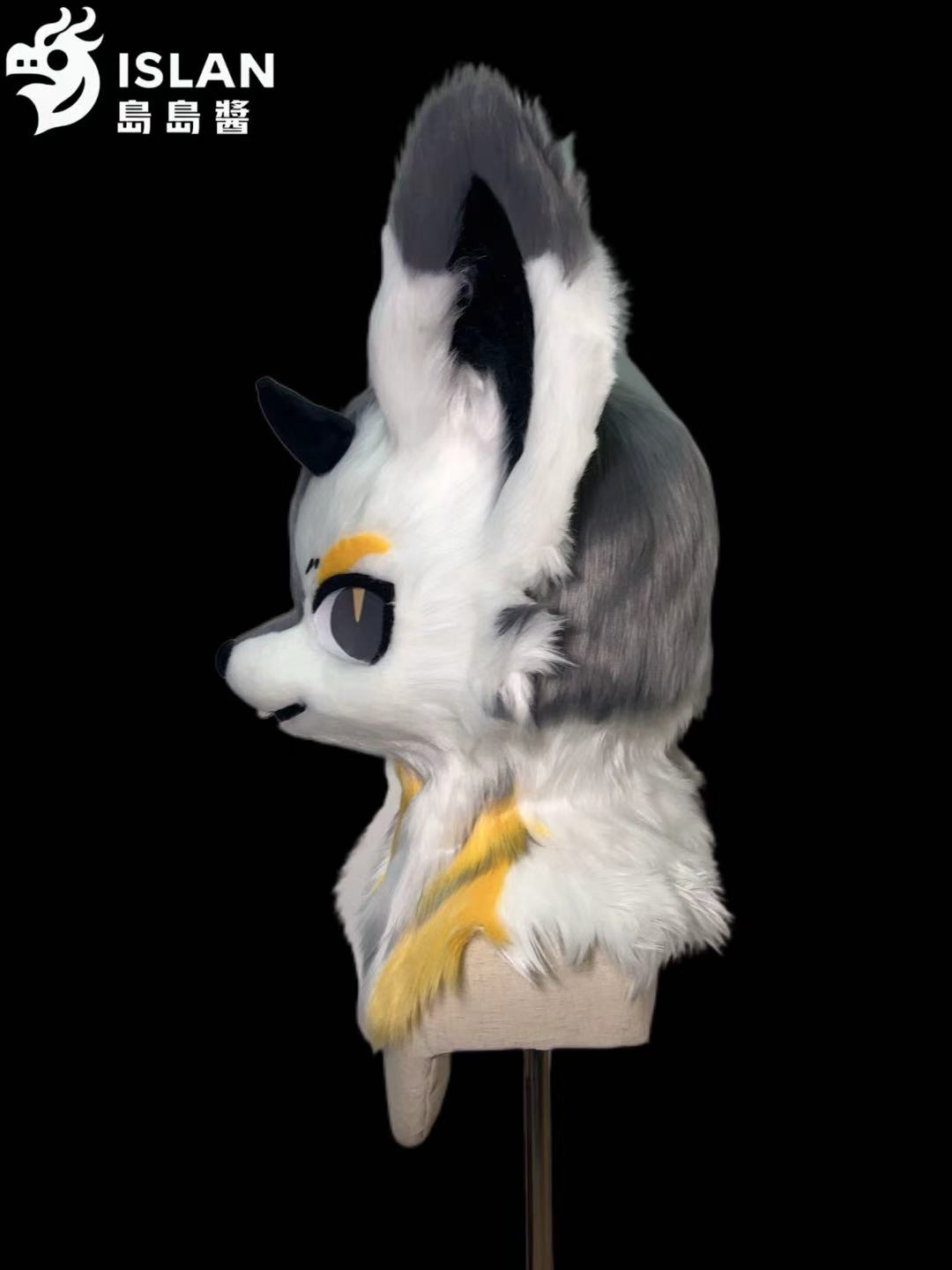 Grey White Dragon Kemono Head Fursuit (Gift Handpaws+Tail)